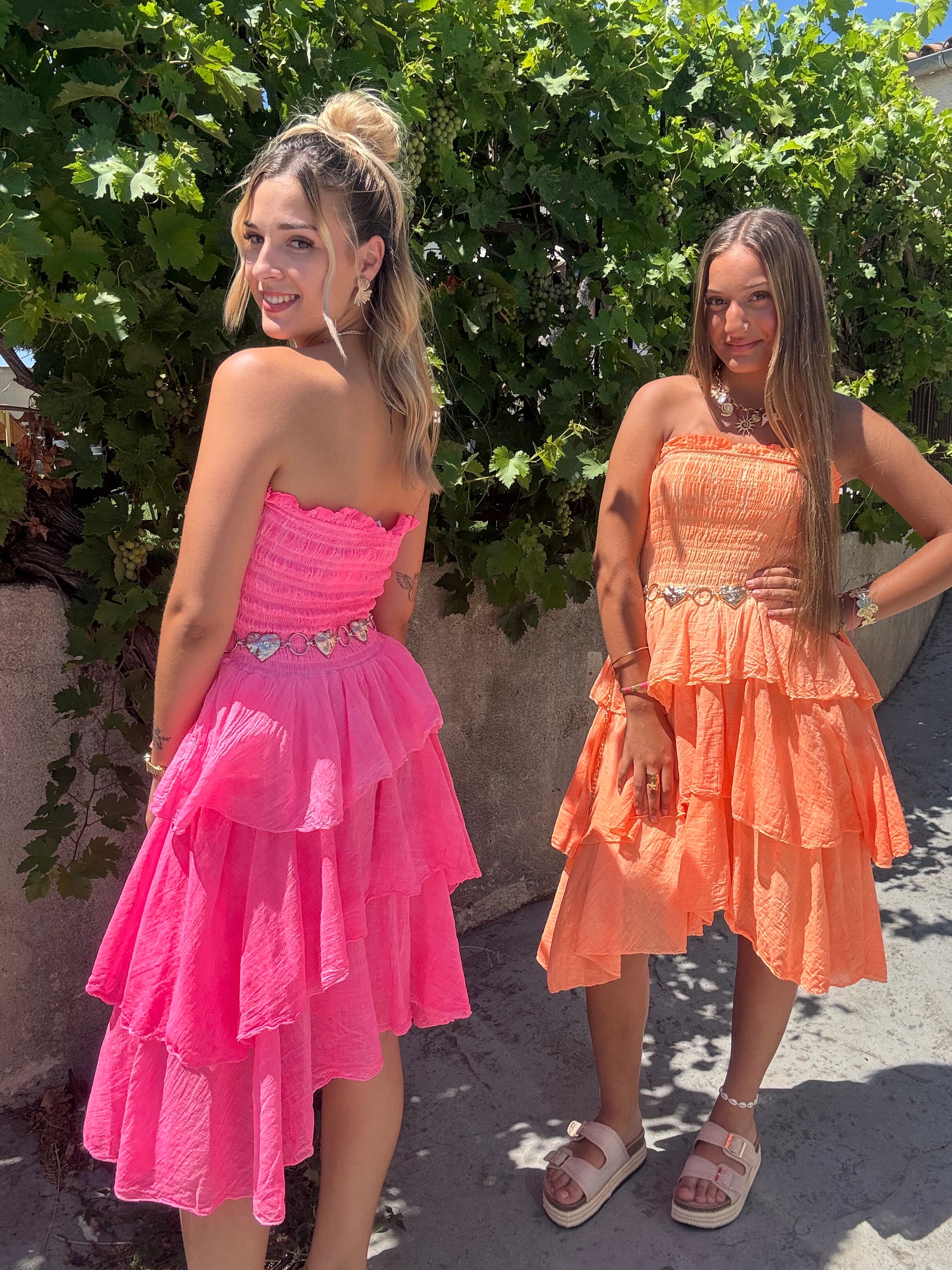 Robe Courte Volant Orange