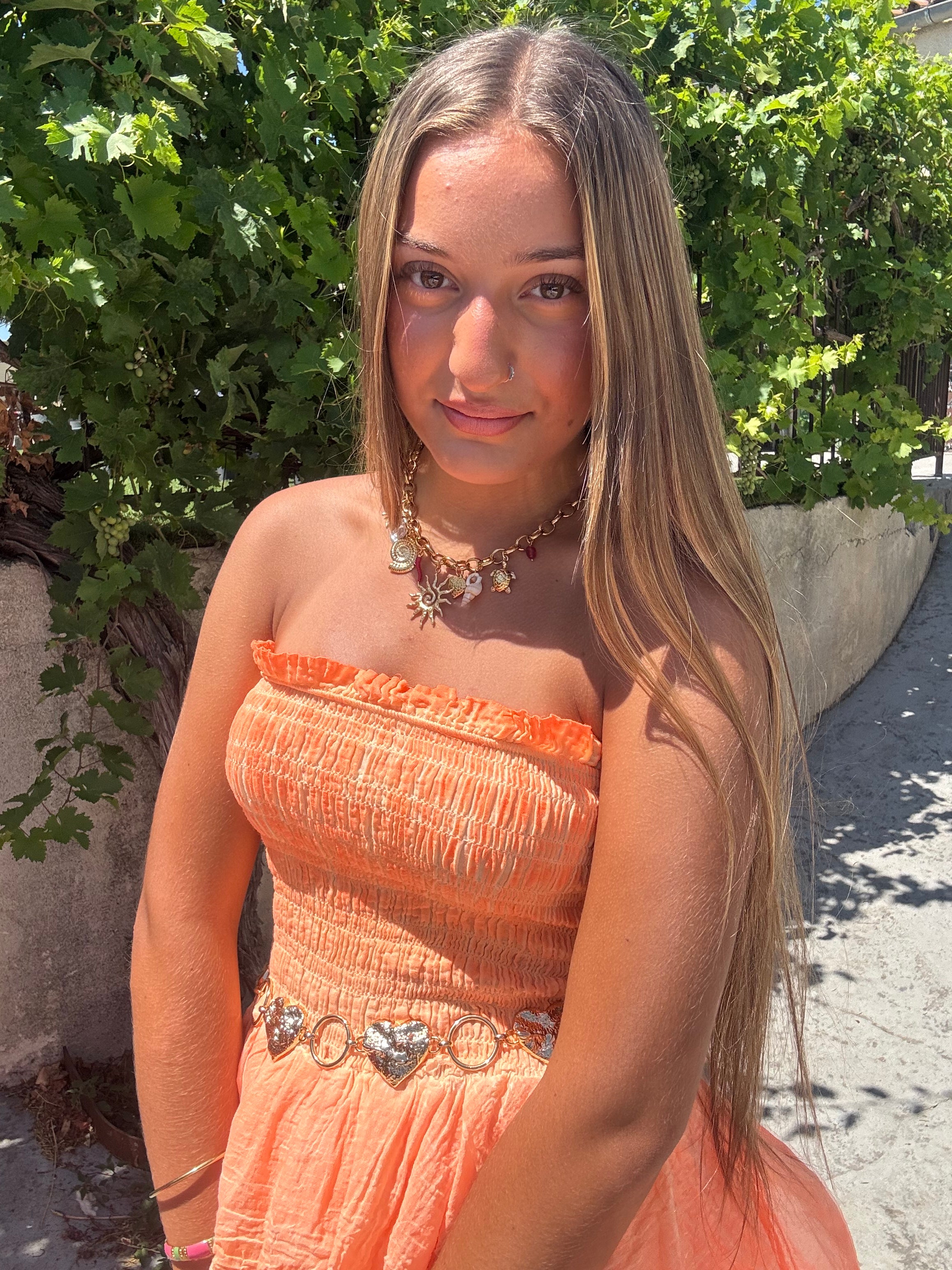 Robe Courte Volant Orange