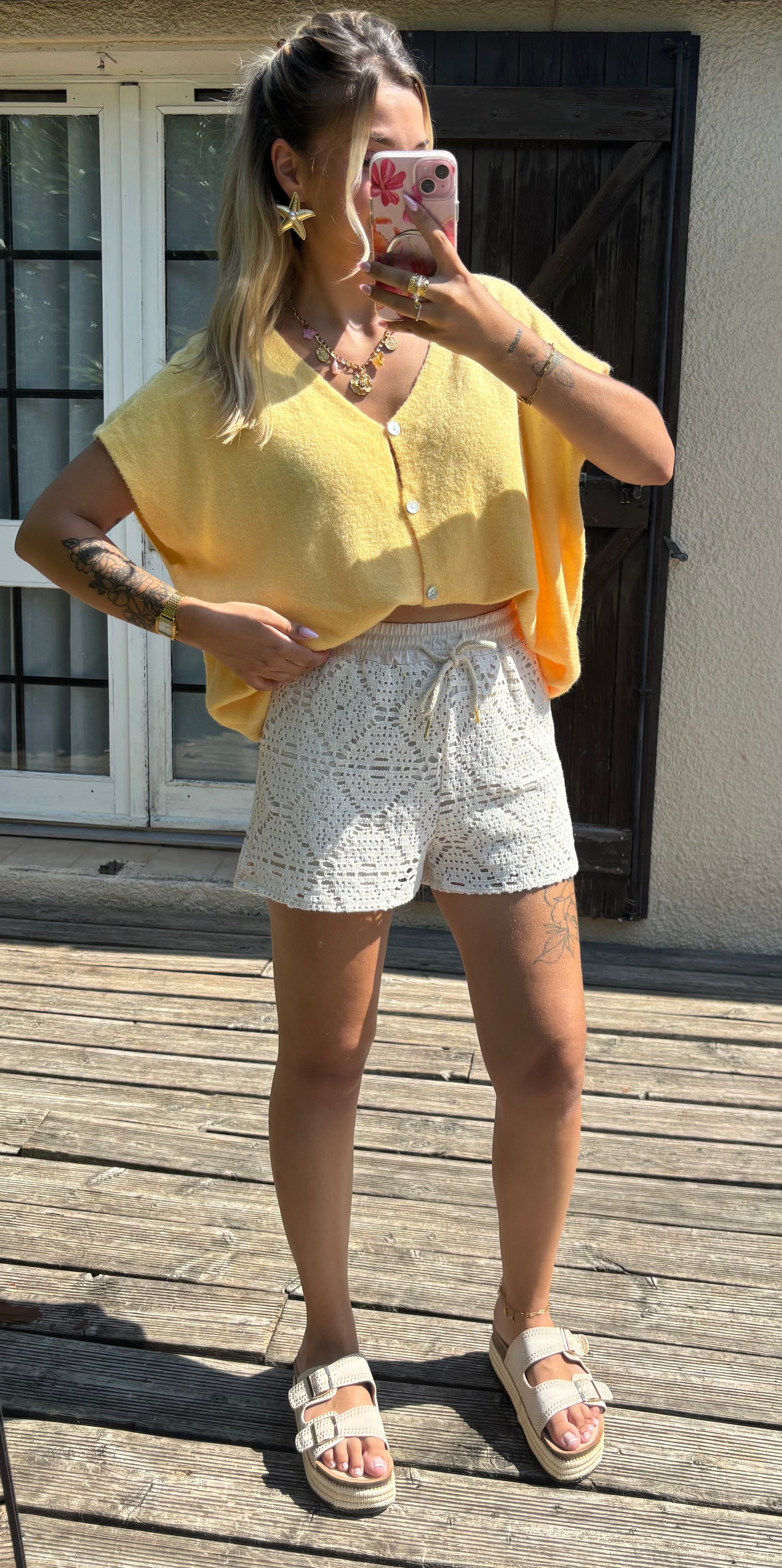 Gilet Manche Courte Jaune