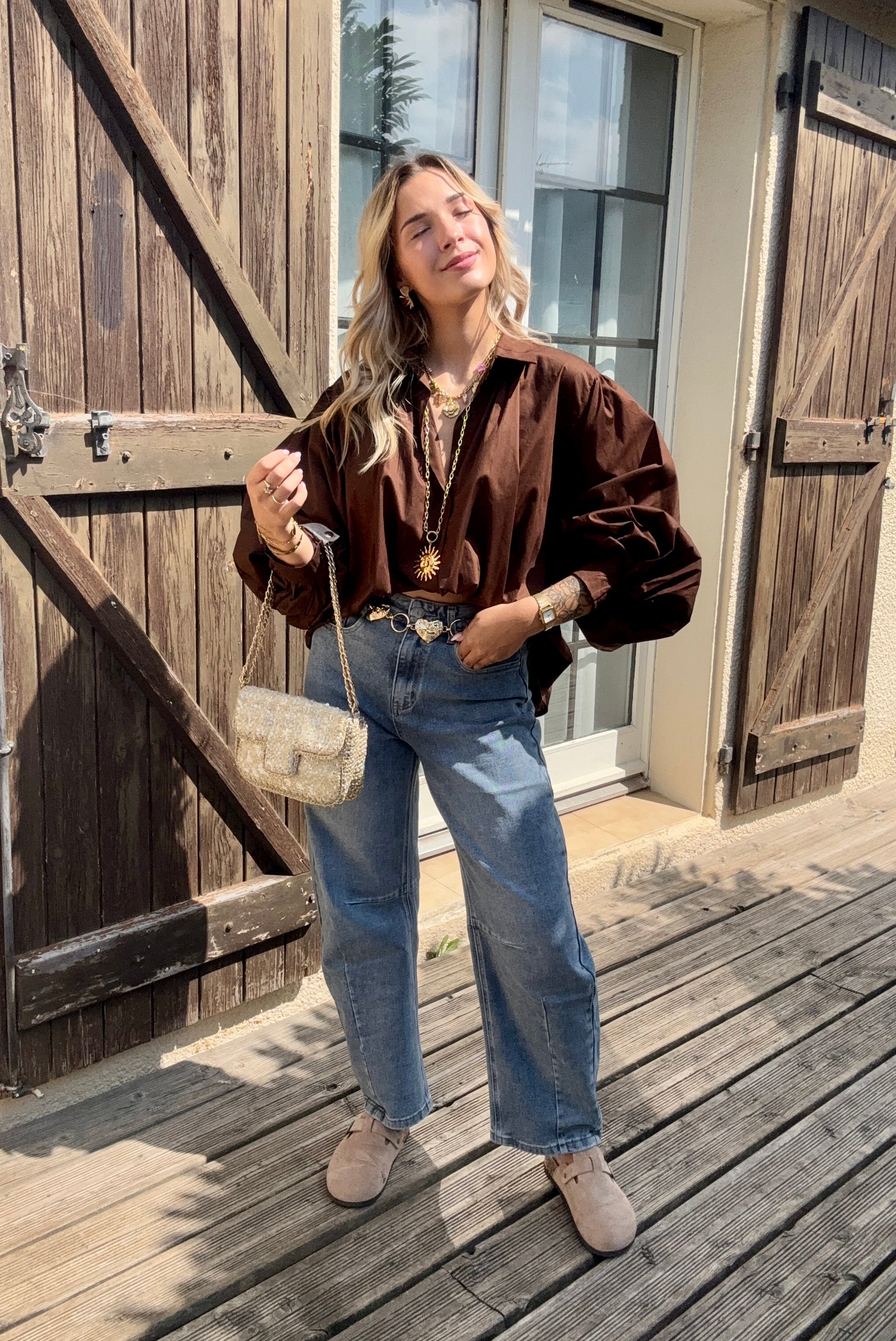 Chemise Manches Bouffantes Chocolat