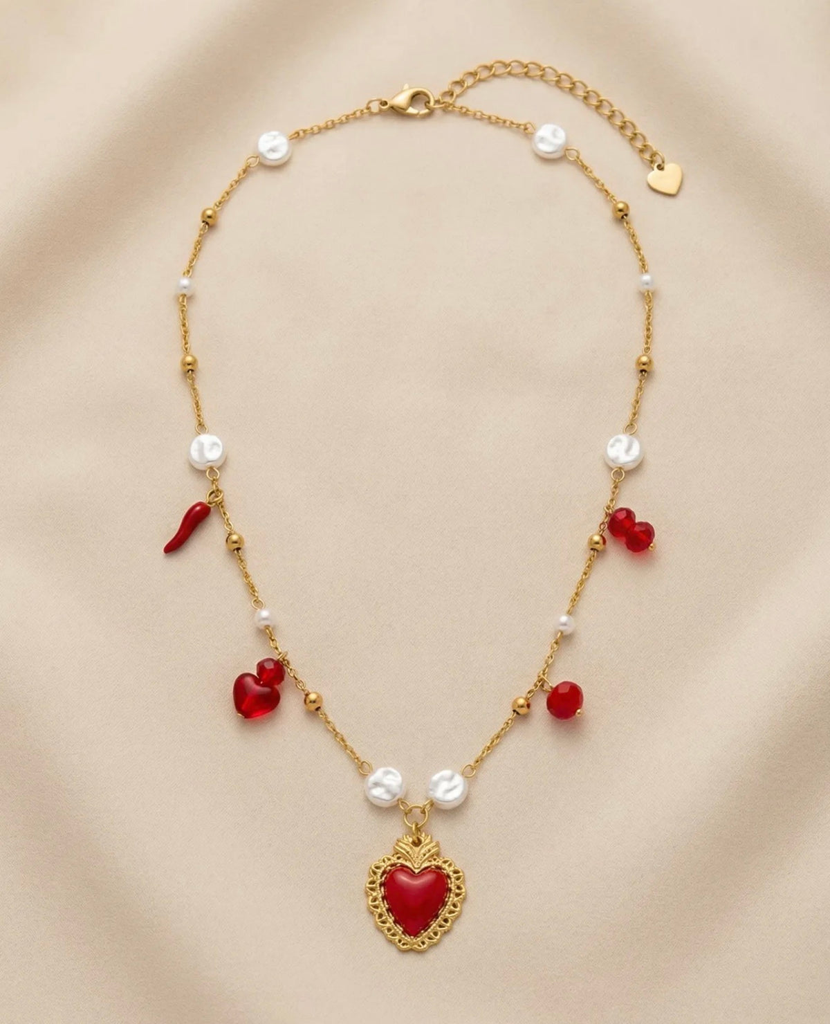 Collier coeur rouge