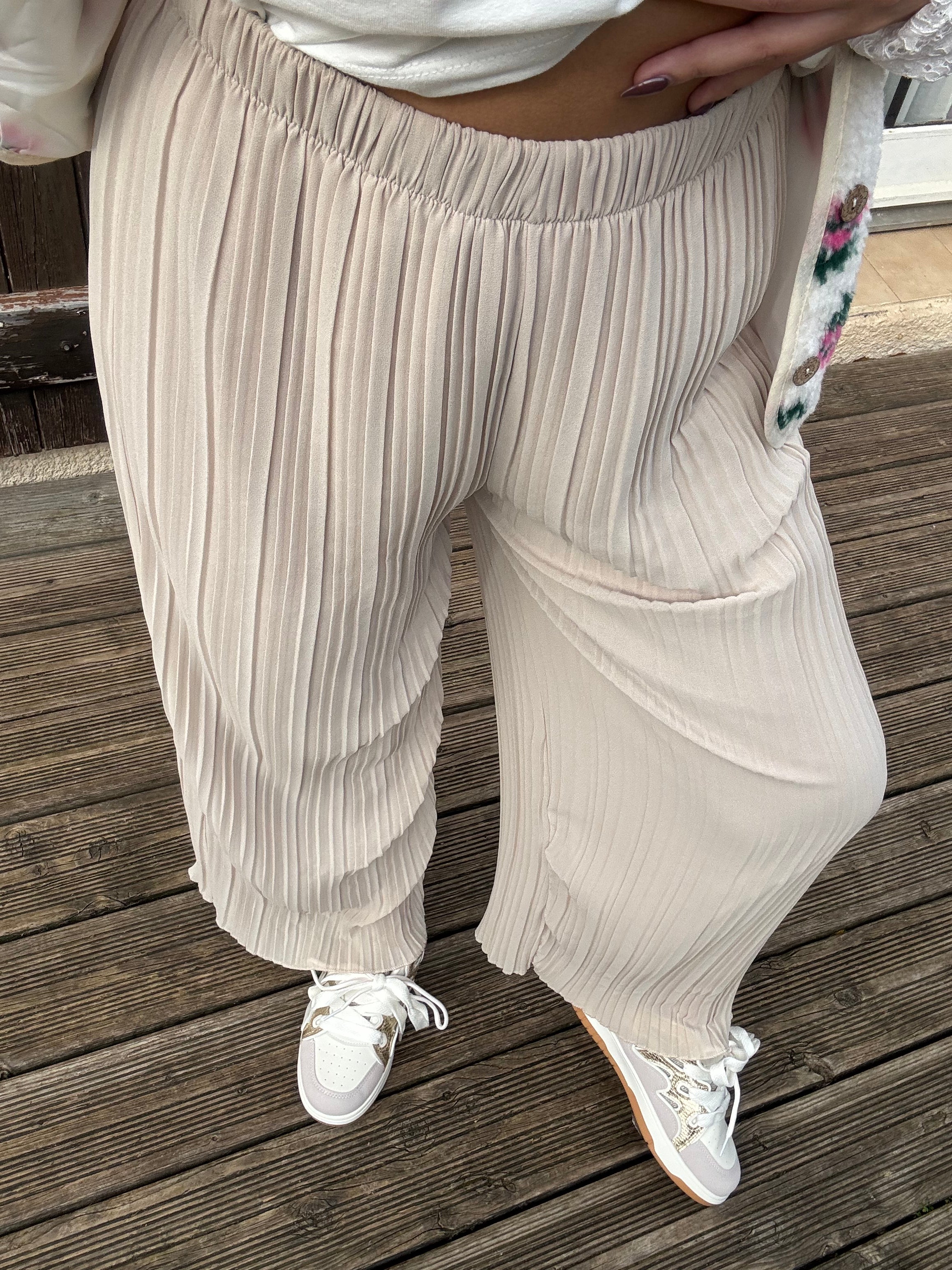Pantalon Plissé Beige