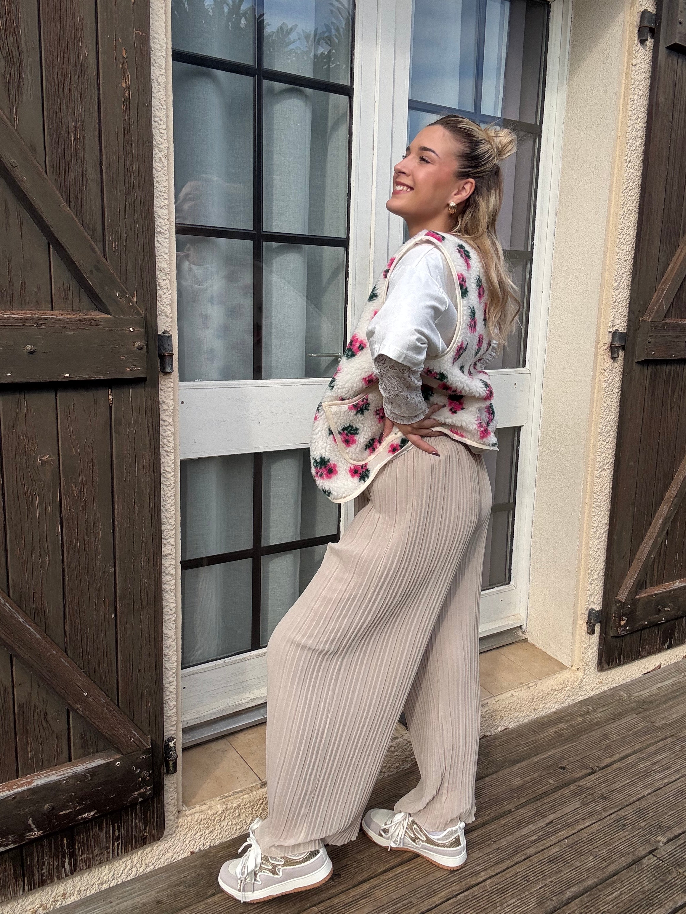 Pantalon Plissé Beige