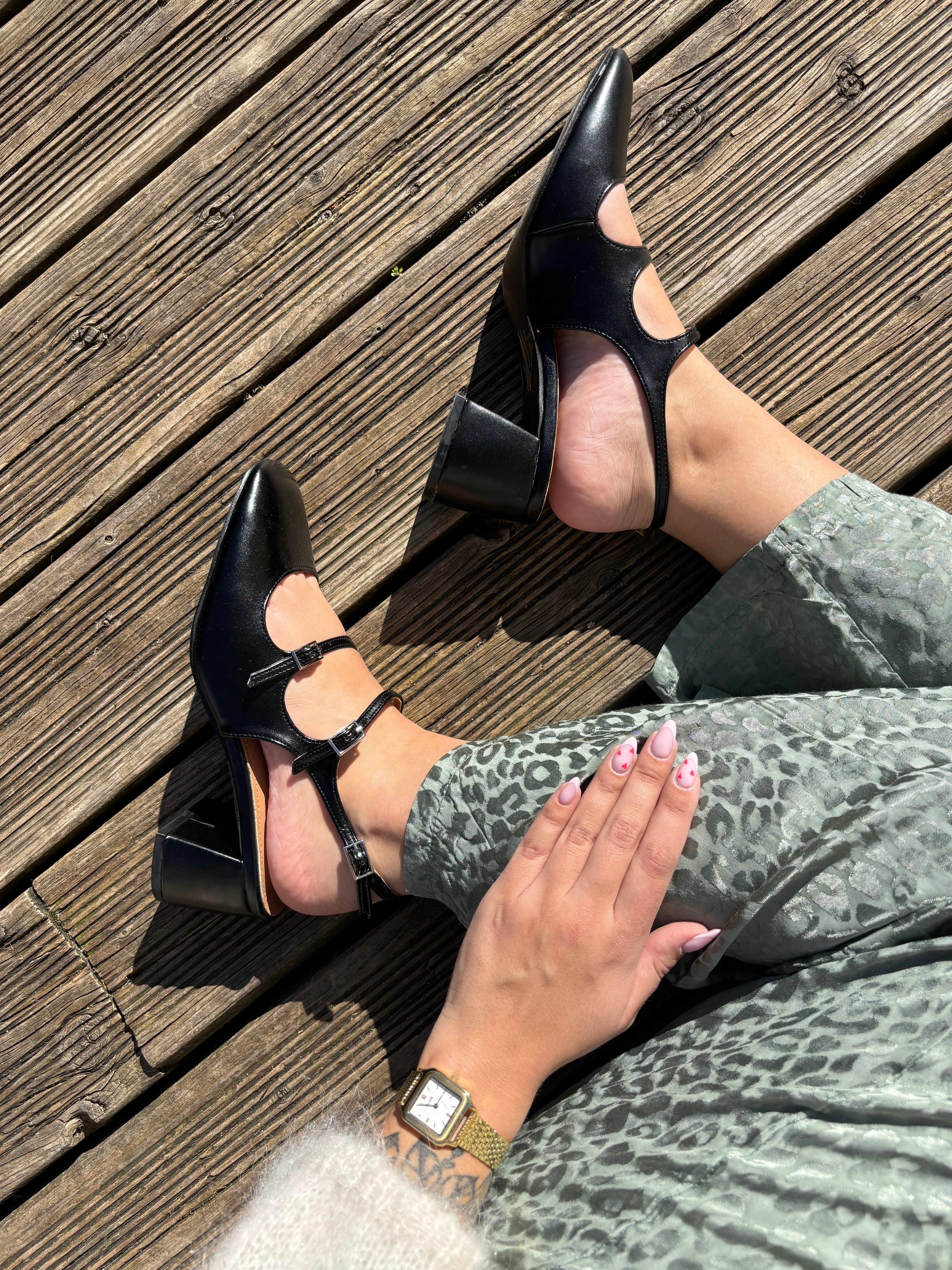 Sandales à Talon Noir