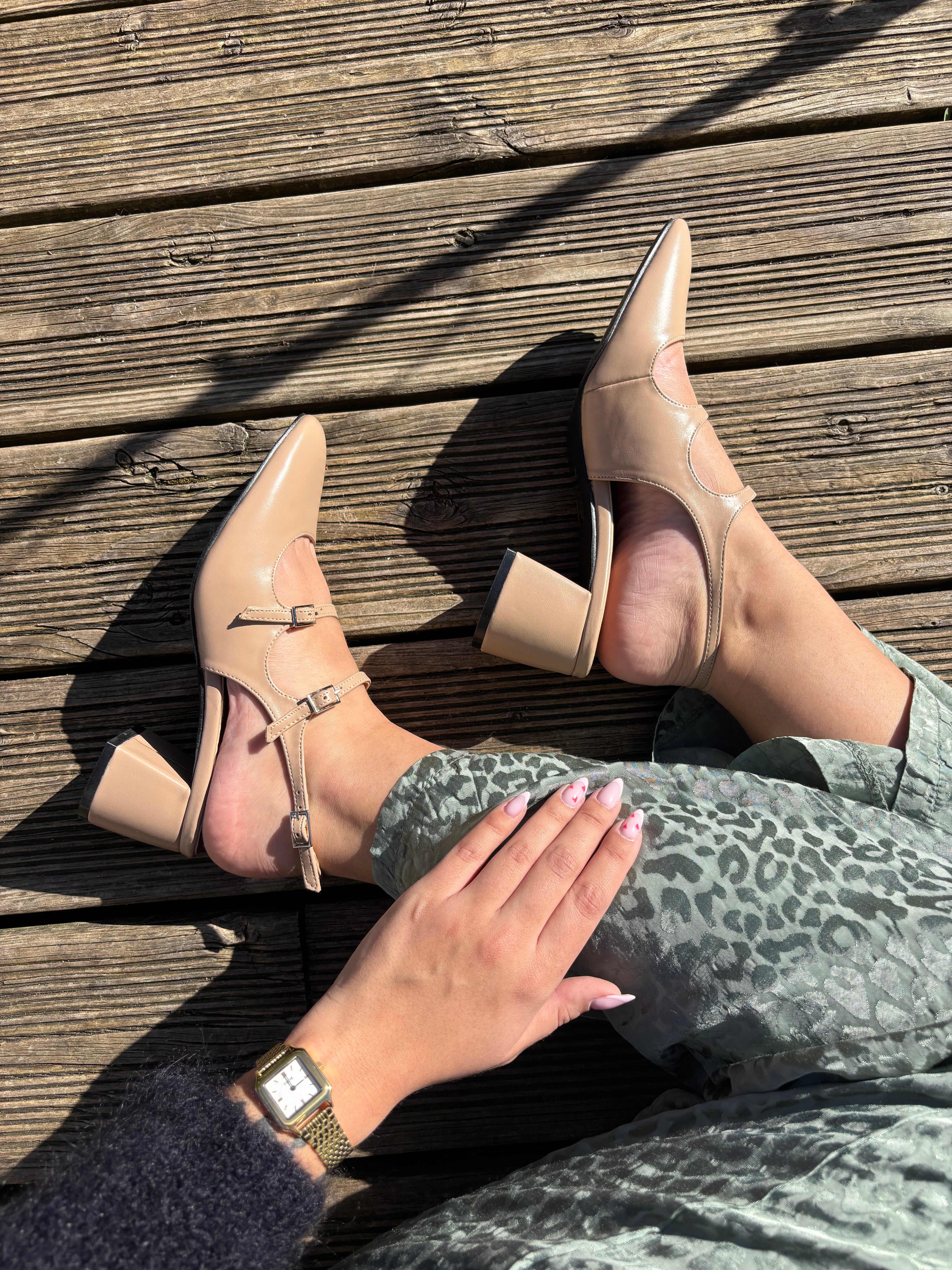 Sandales à Talon Beige