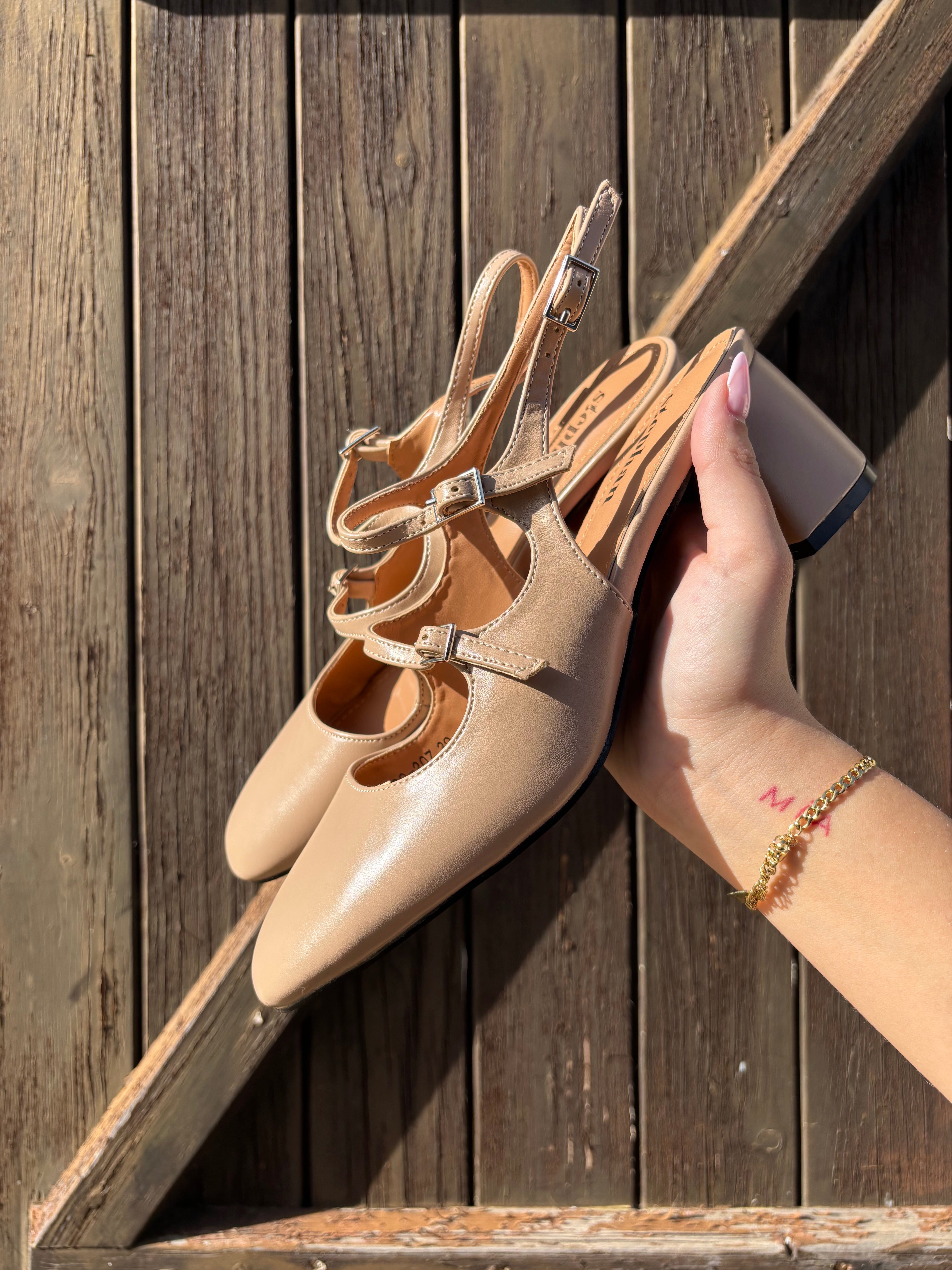 Sandales à Talon Beige