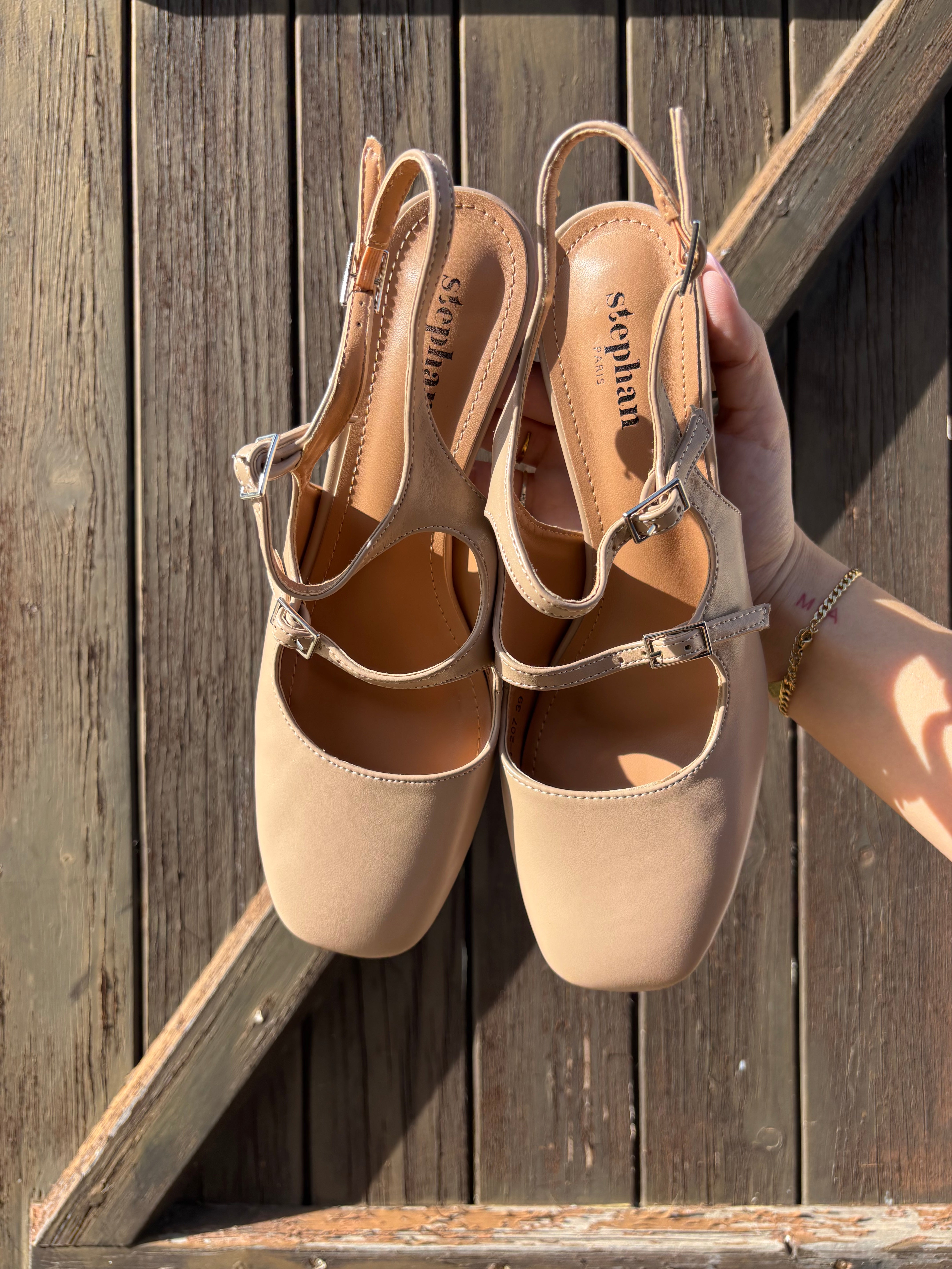 Sandales à Talon Beige