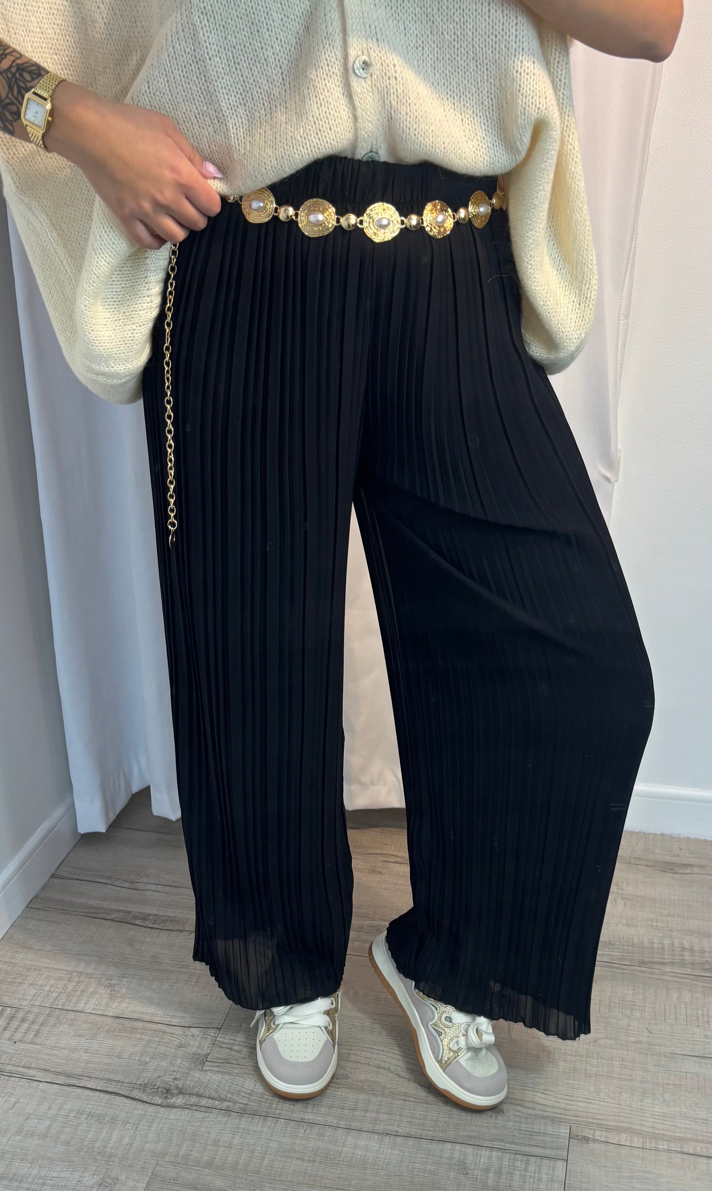Pantalon Plissée Noir