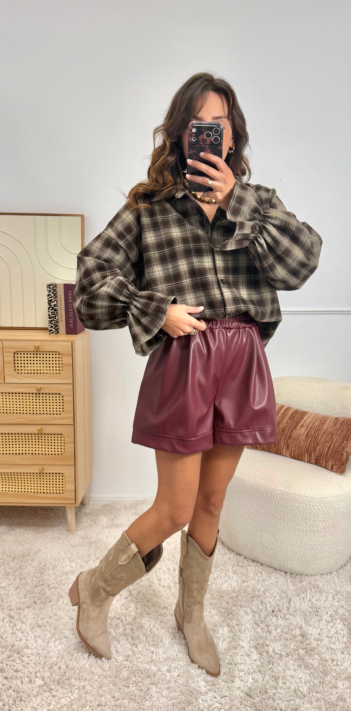 Short Similicuir Bordeaux