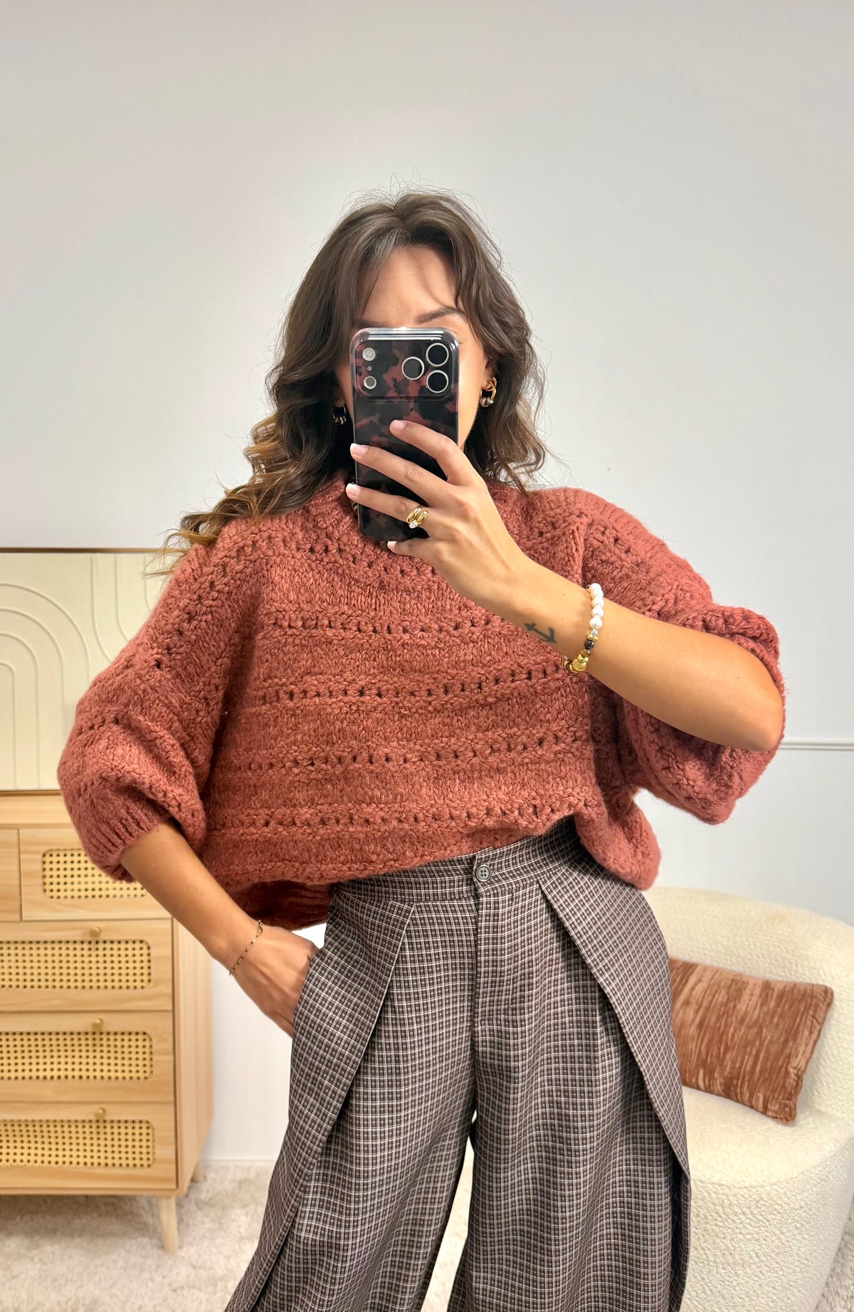 Pull Manches 3/4 Terracotta