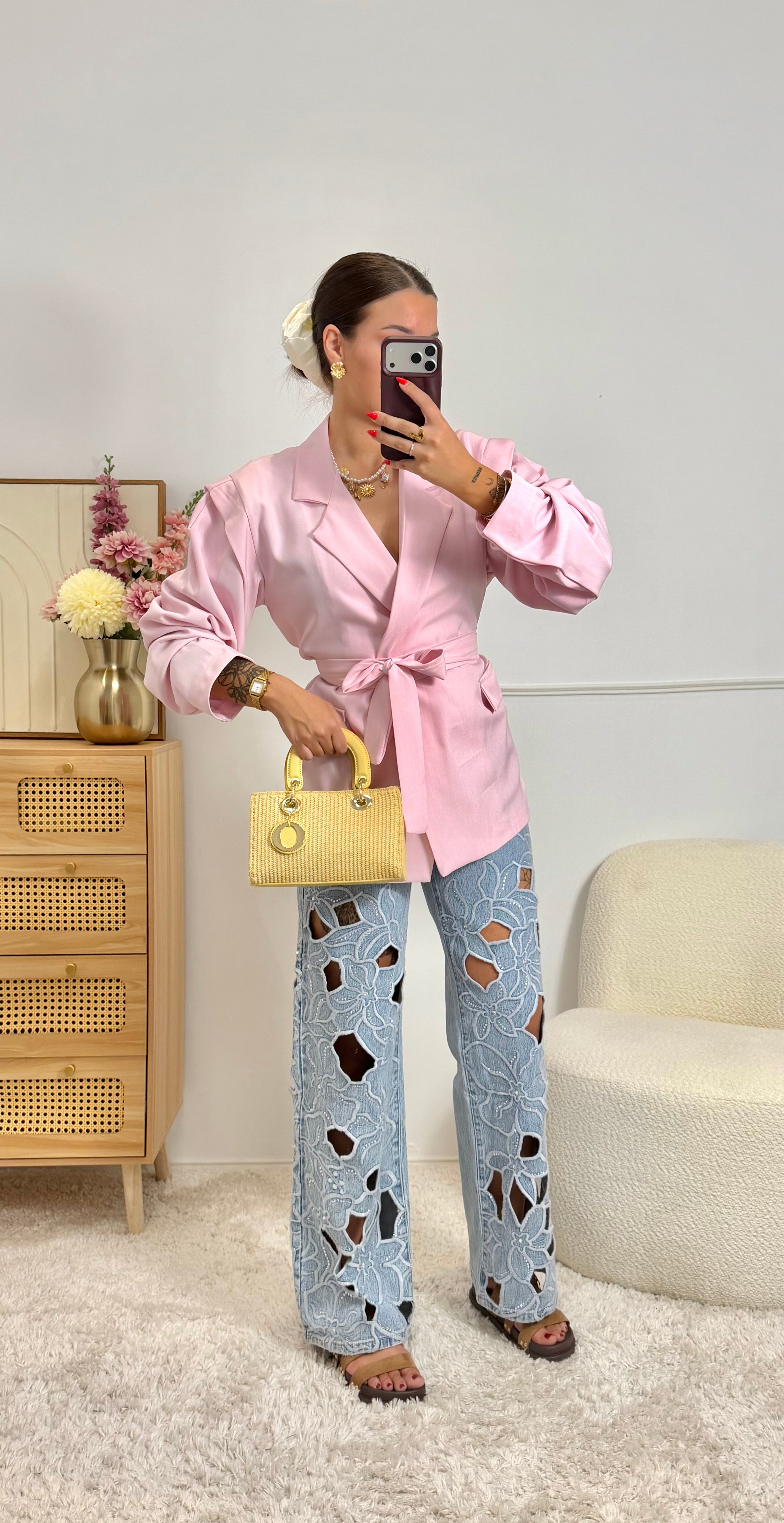 Blazer Ceinture Rose