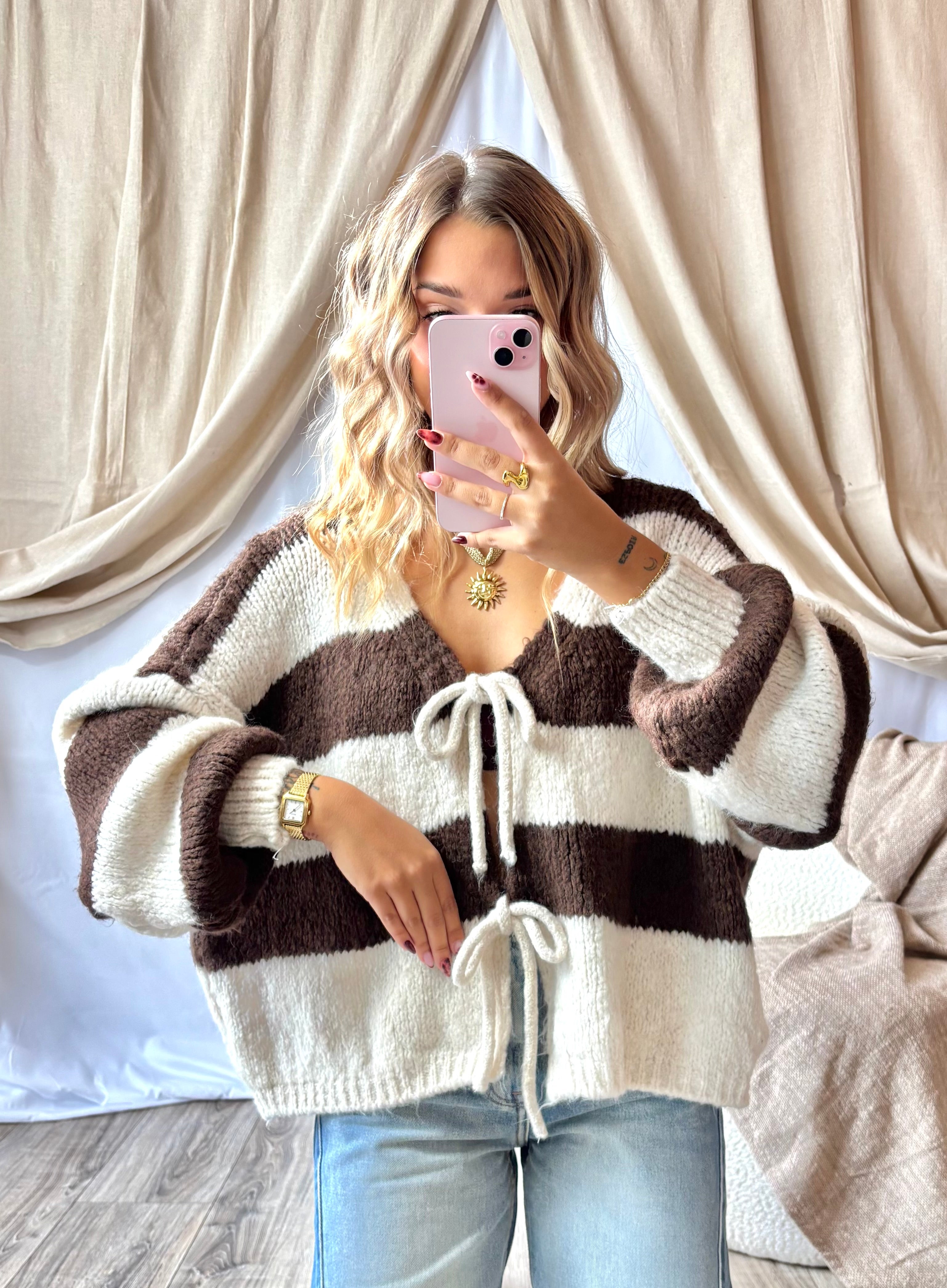 Gilet Noeud Chocolat&Creme