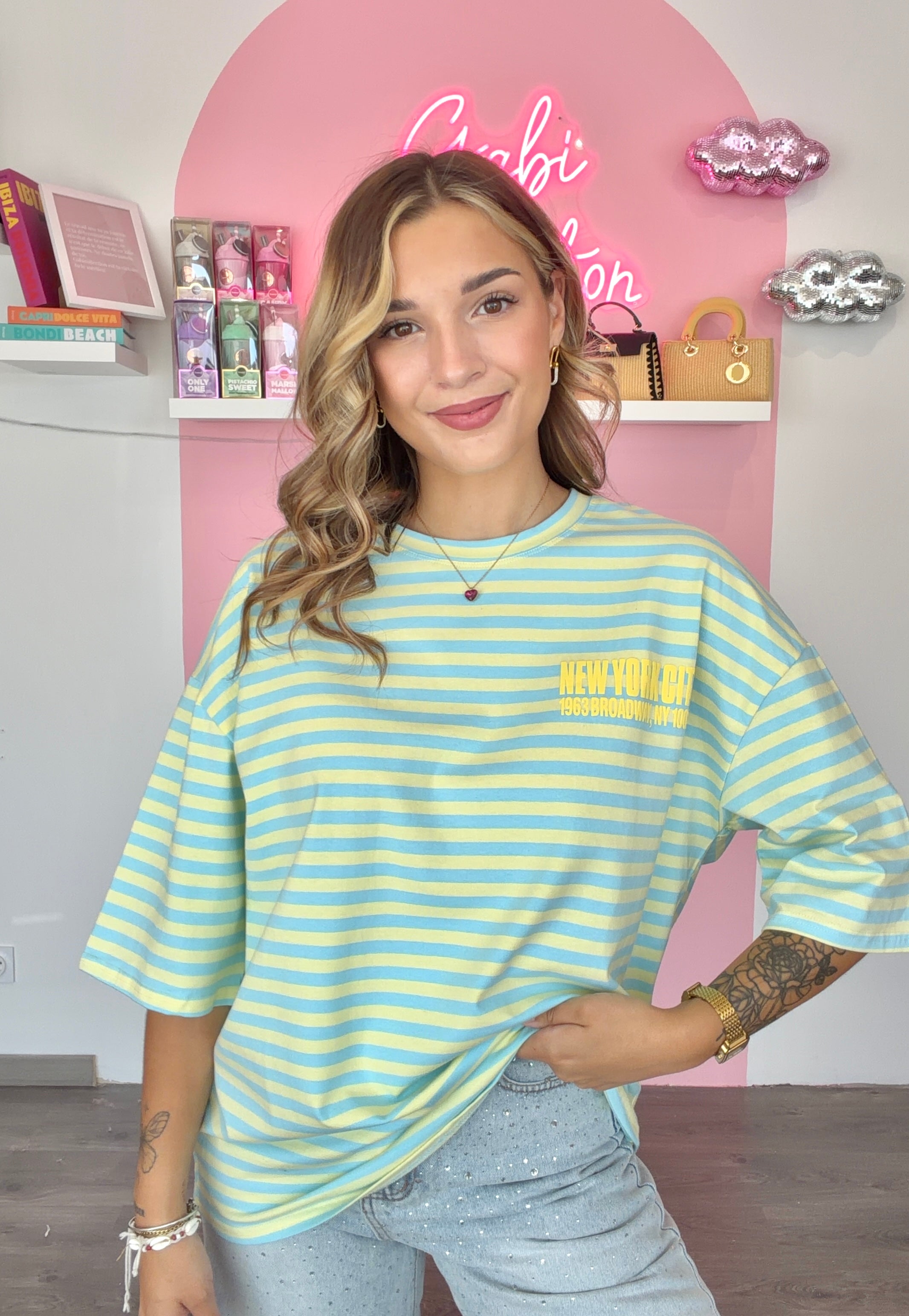 T-Shirt Rayé Jaune