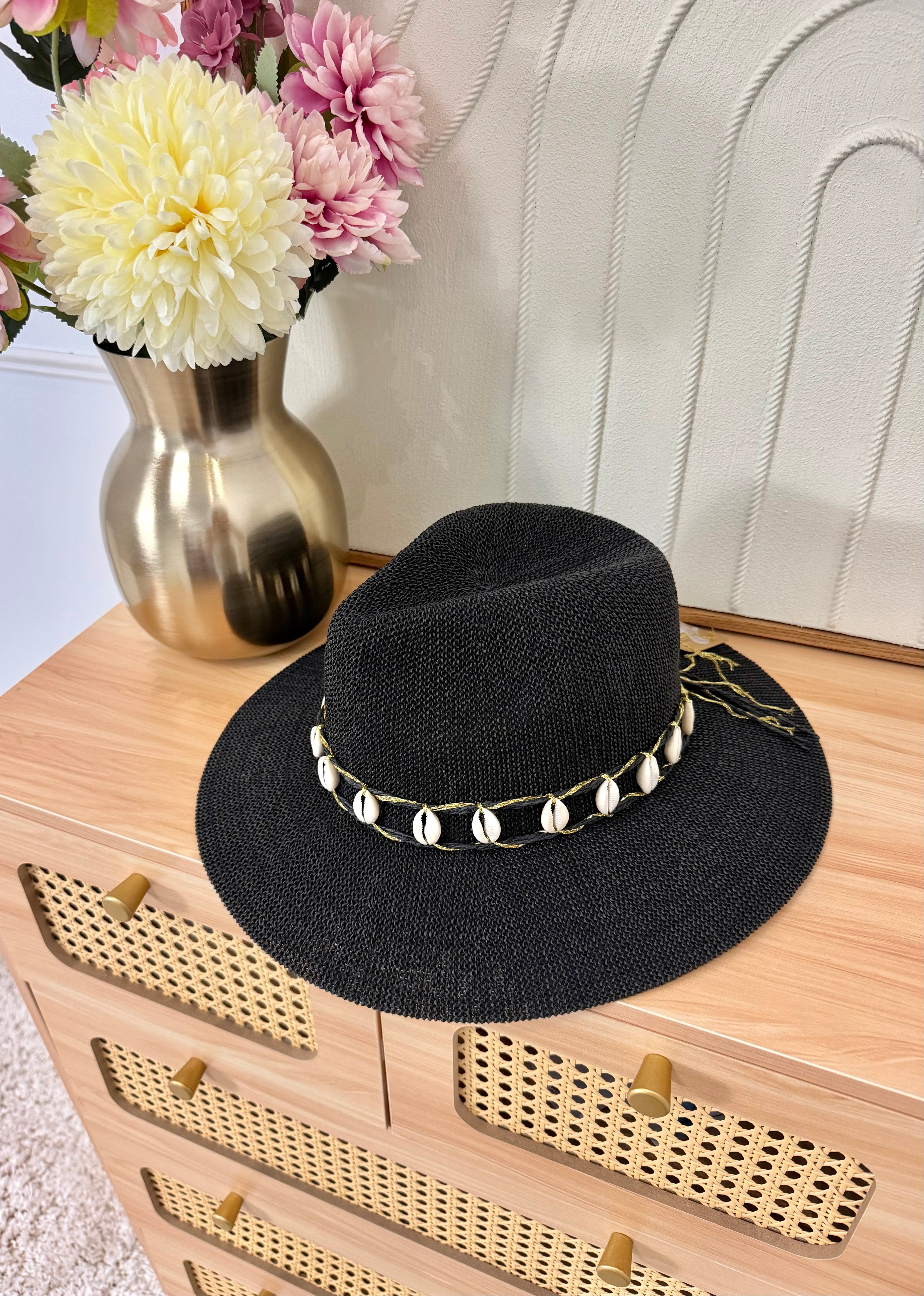 Chapeau Coquillages Noir