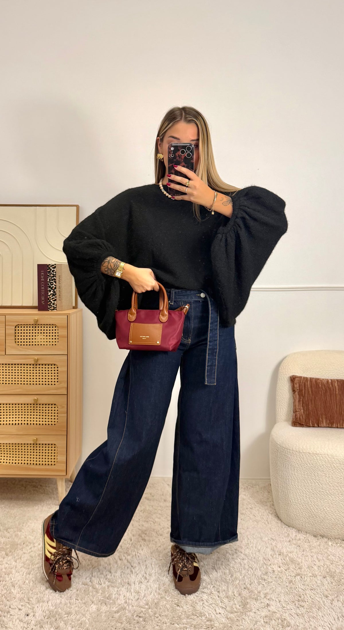 Pull manches ballon Noir