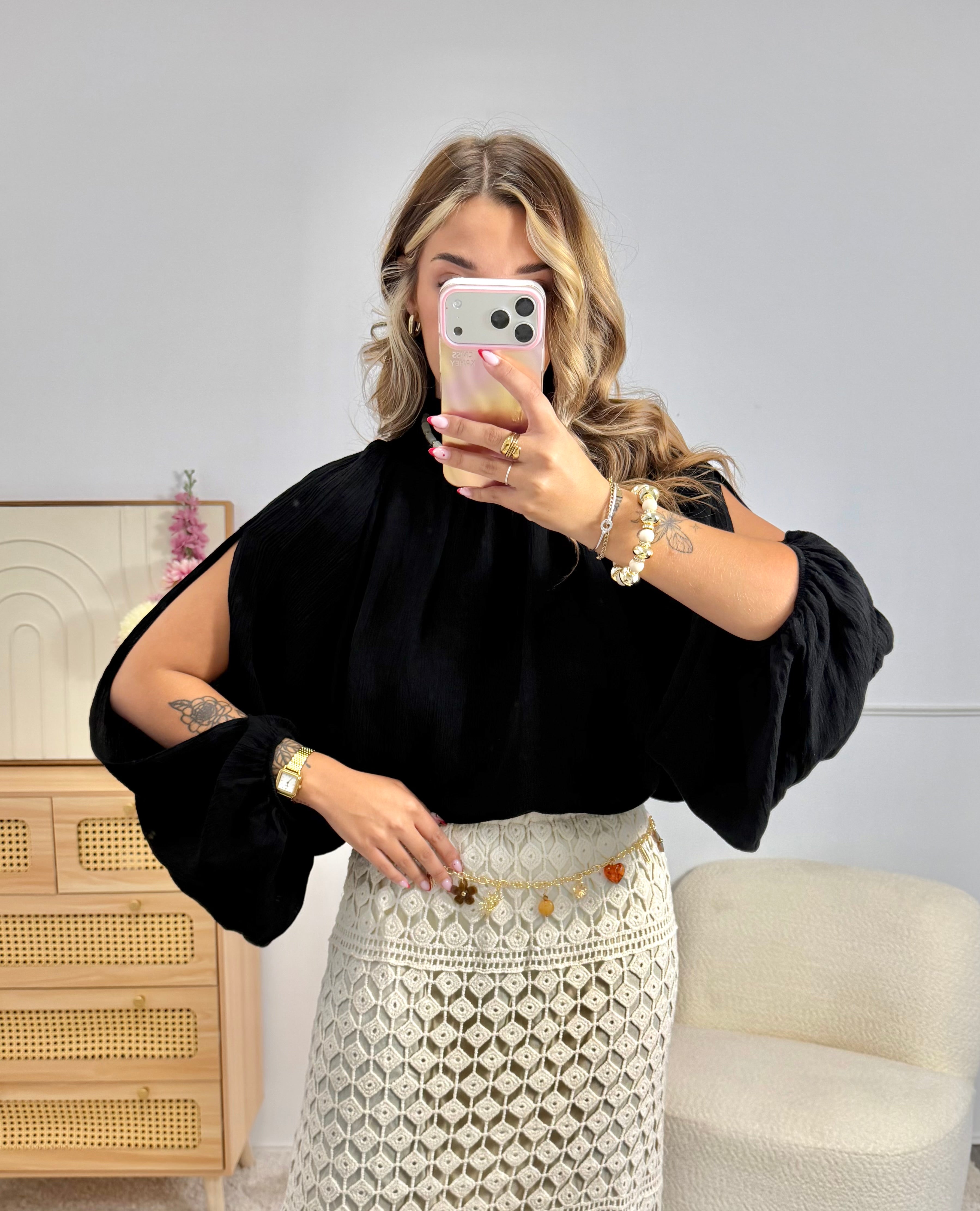 Blouse Ouverte Noir