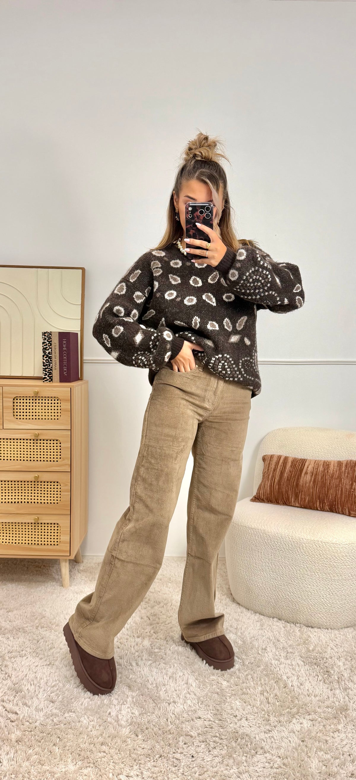 Pantalon velours Taupe