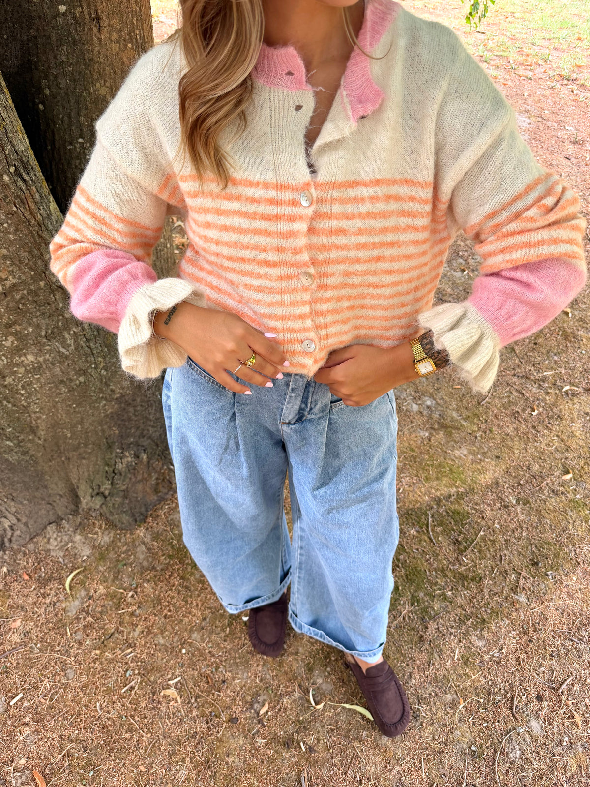 Gilet Rayé orange