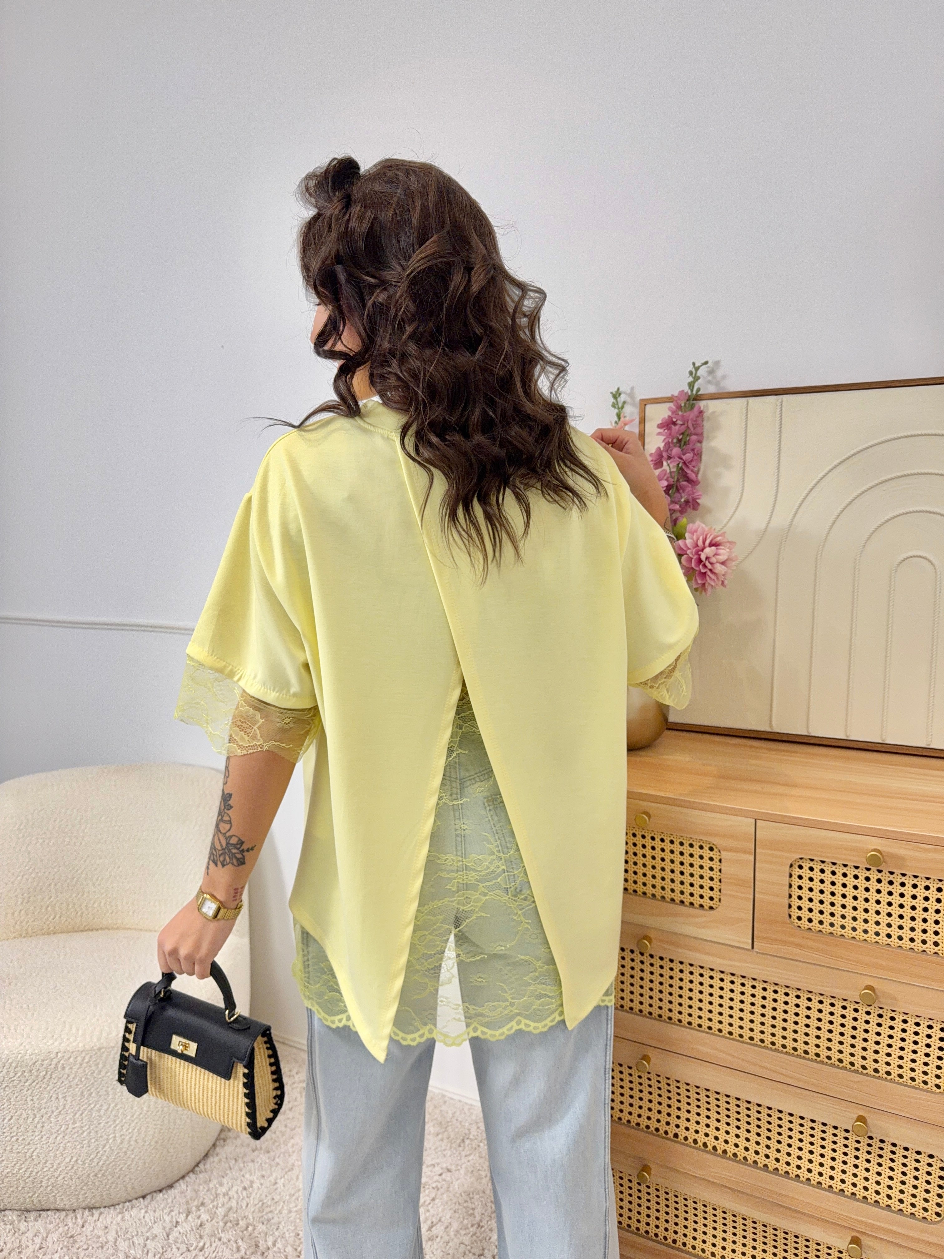 T-Shirt Dentelle Jaune
