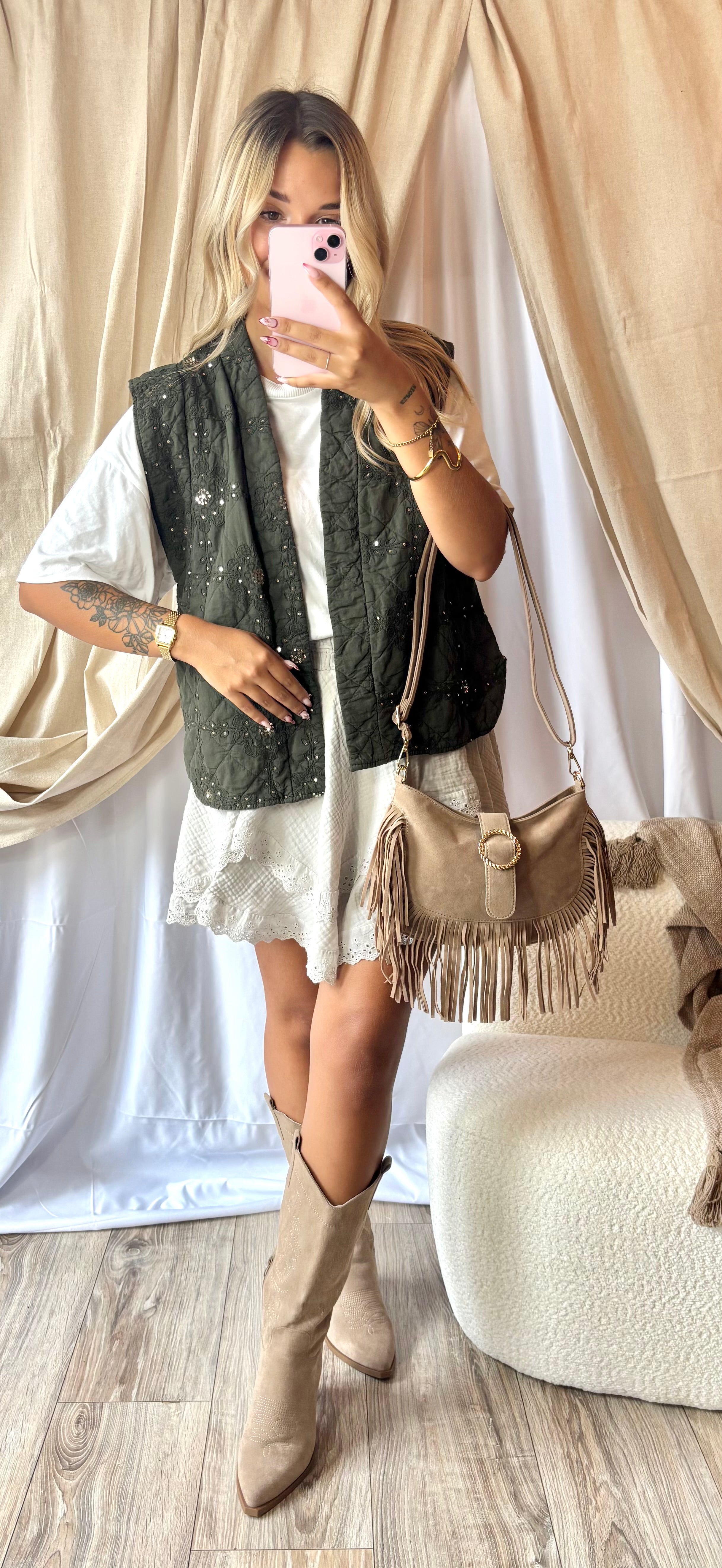 Sac Franges Beige