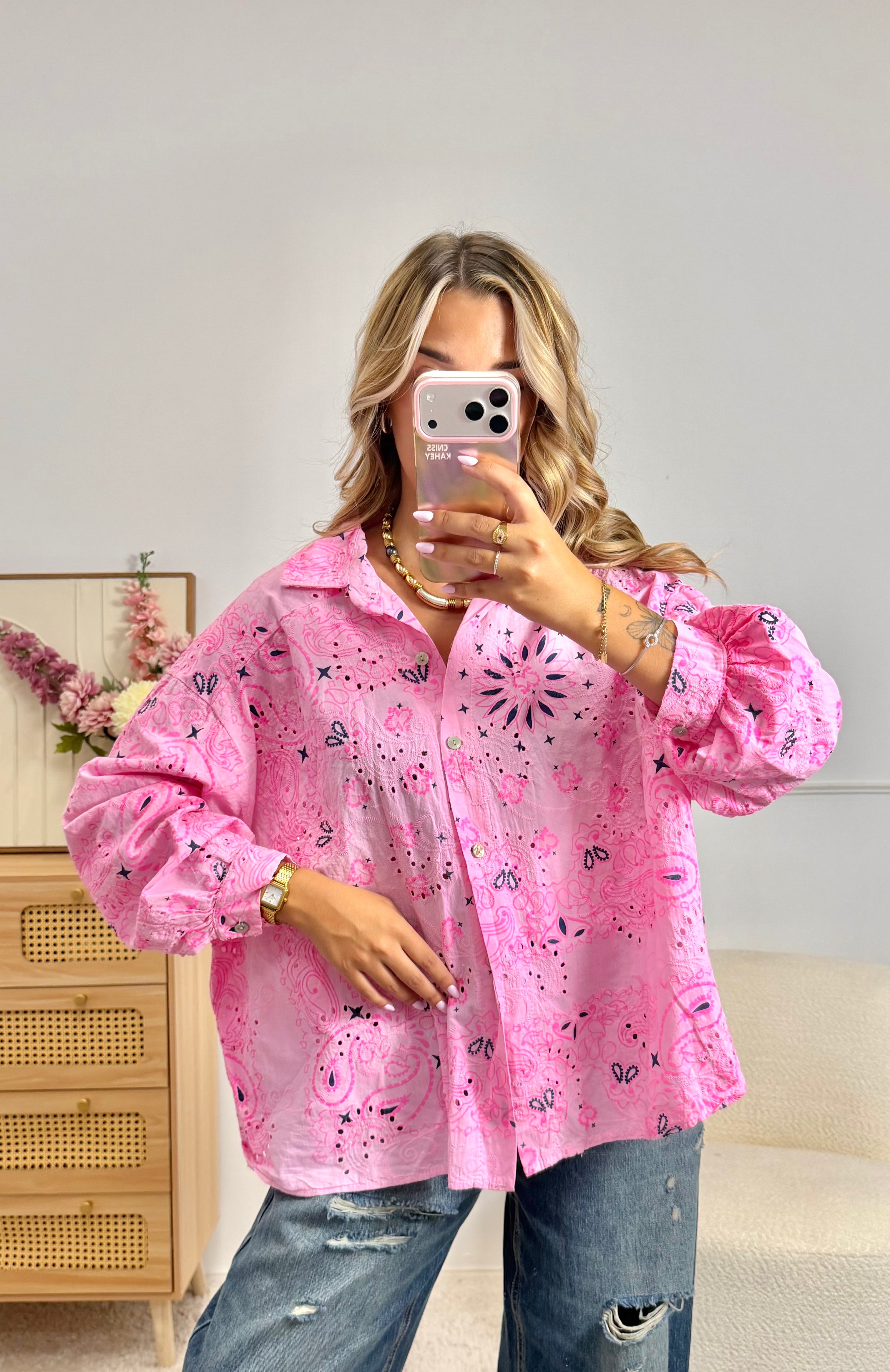 Chemise Mandala Brodé rose
