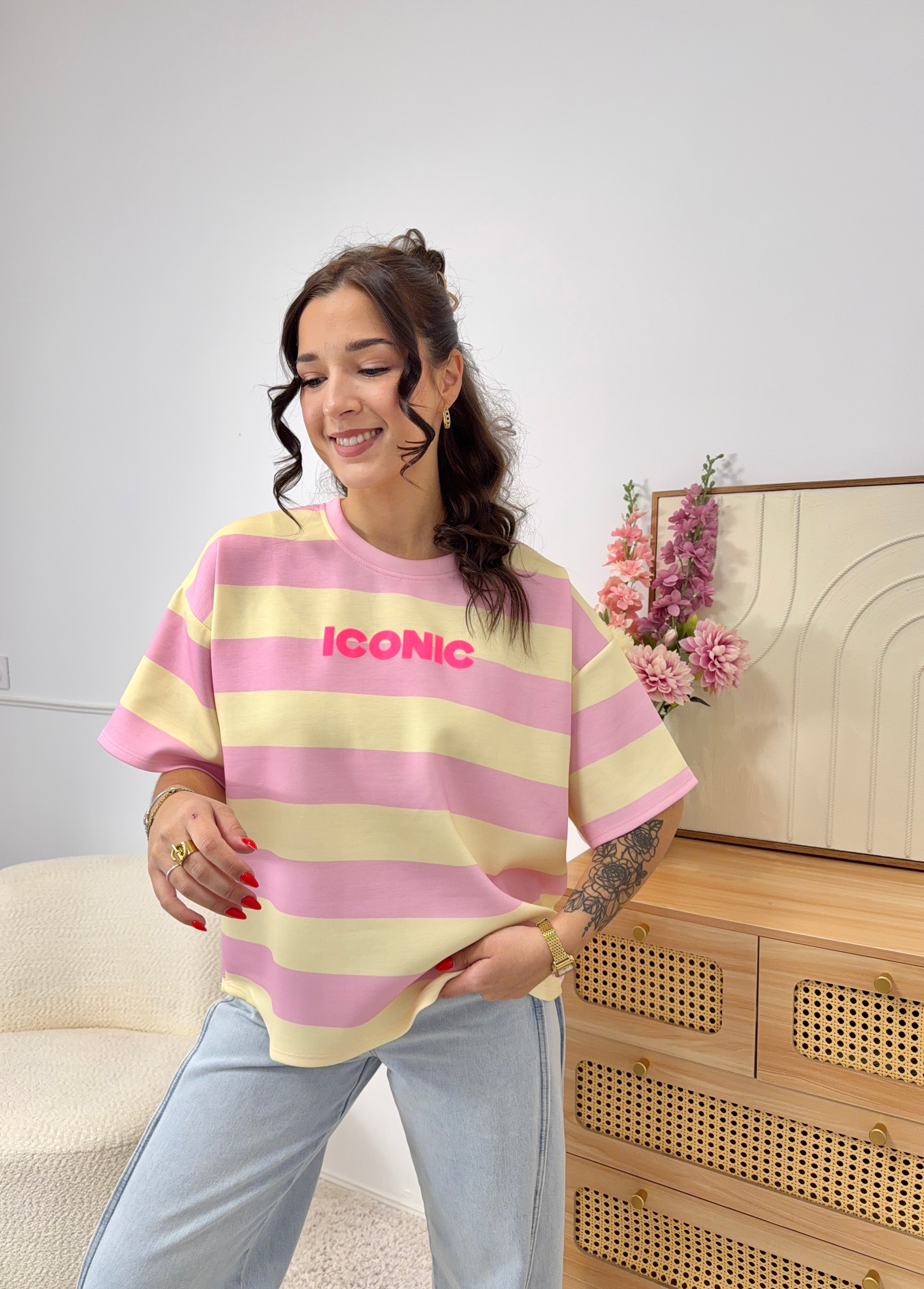 T-Shirt ICONIC Jaune&Rose