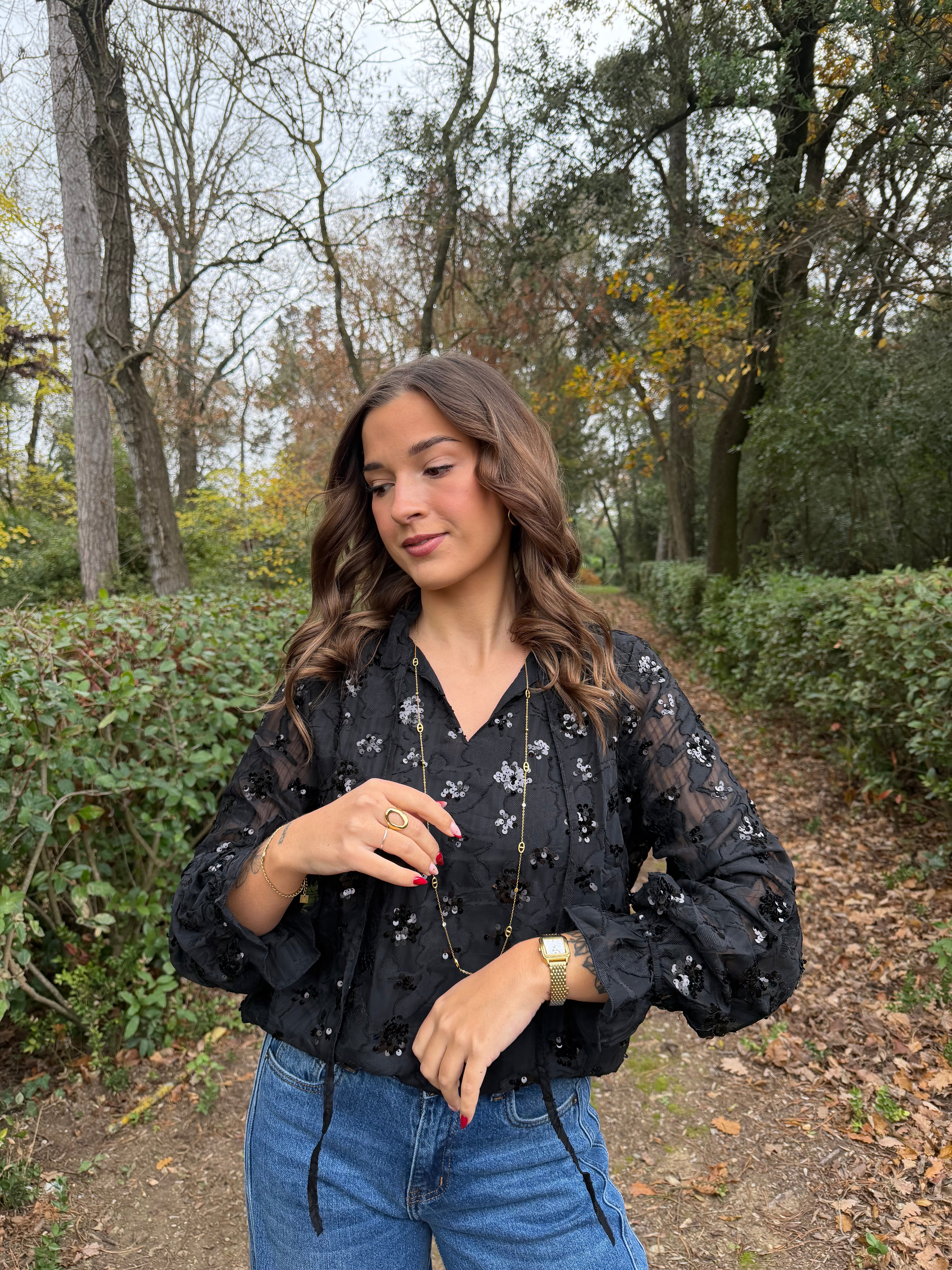 Blouse Sequins Noir
