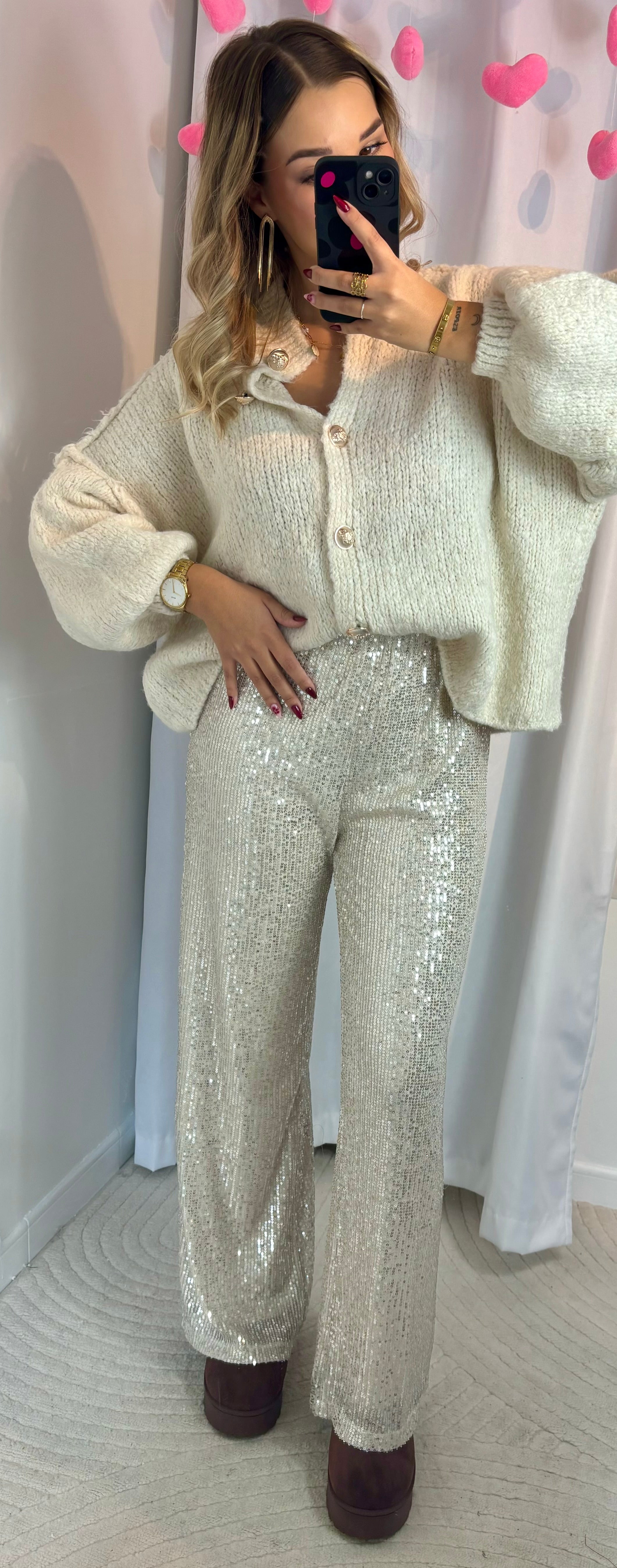 Pantalon Sequin doré