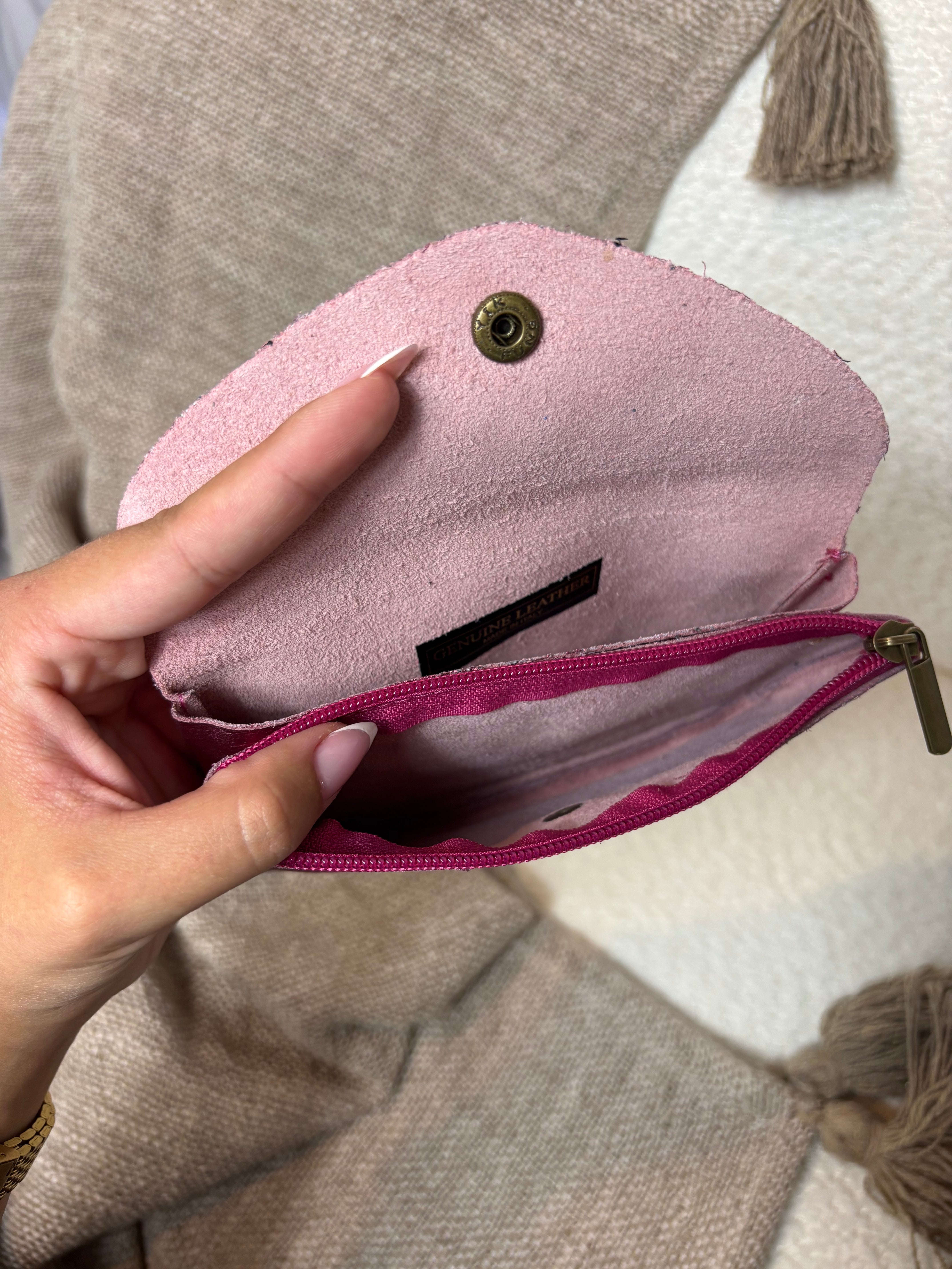 Porte Feuille 100% Cuir Rose