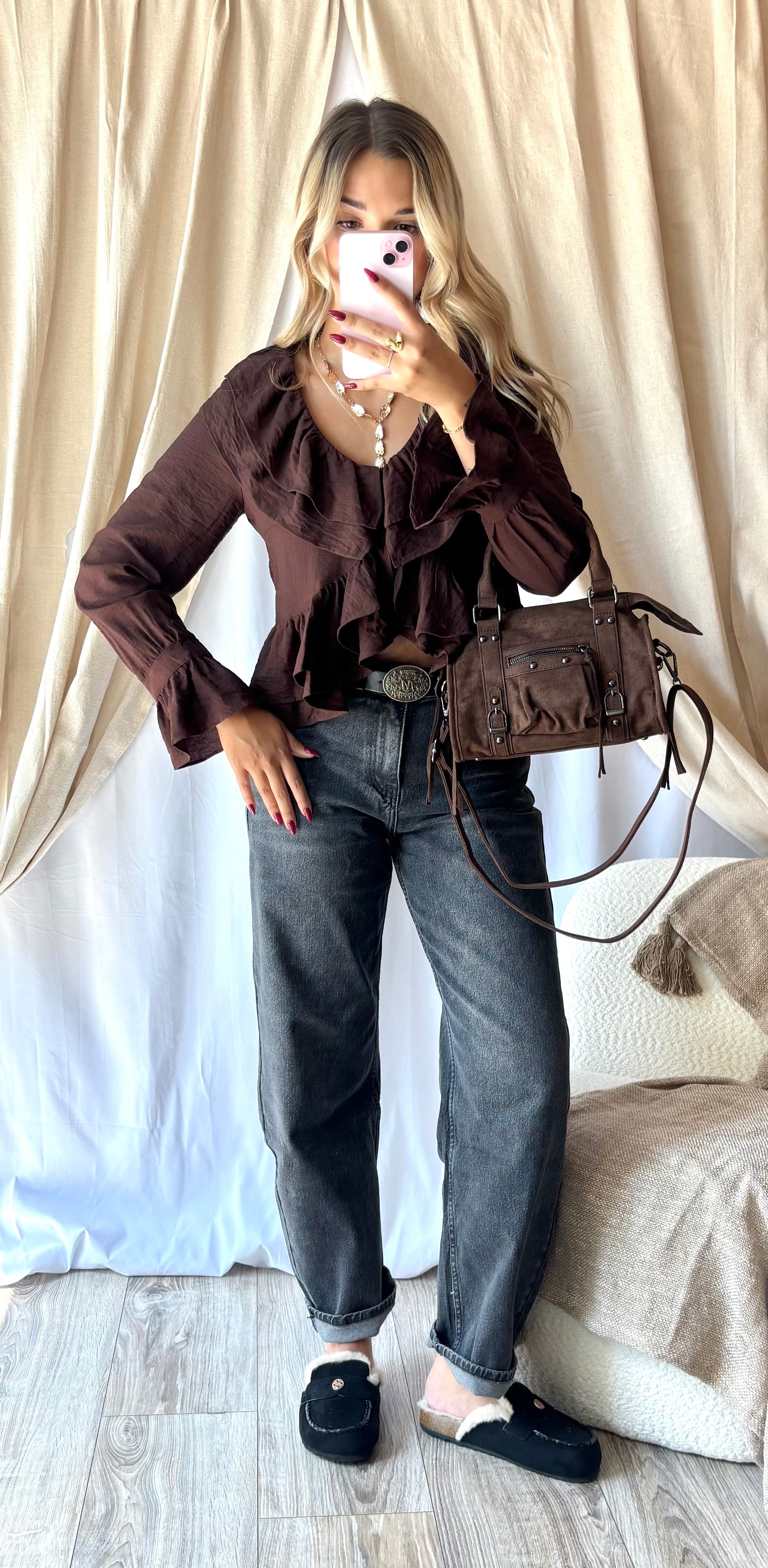 Blouse Volant Chocolat
