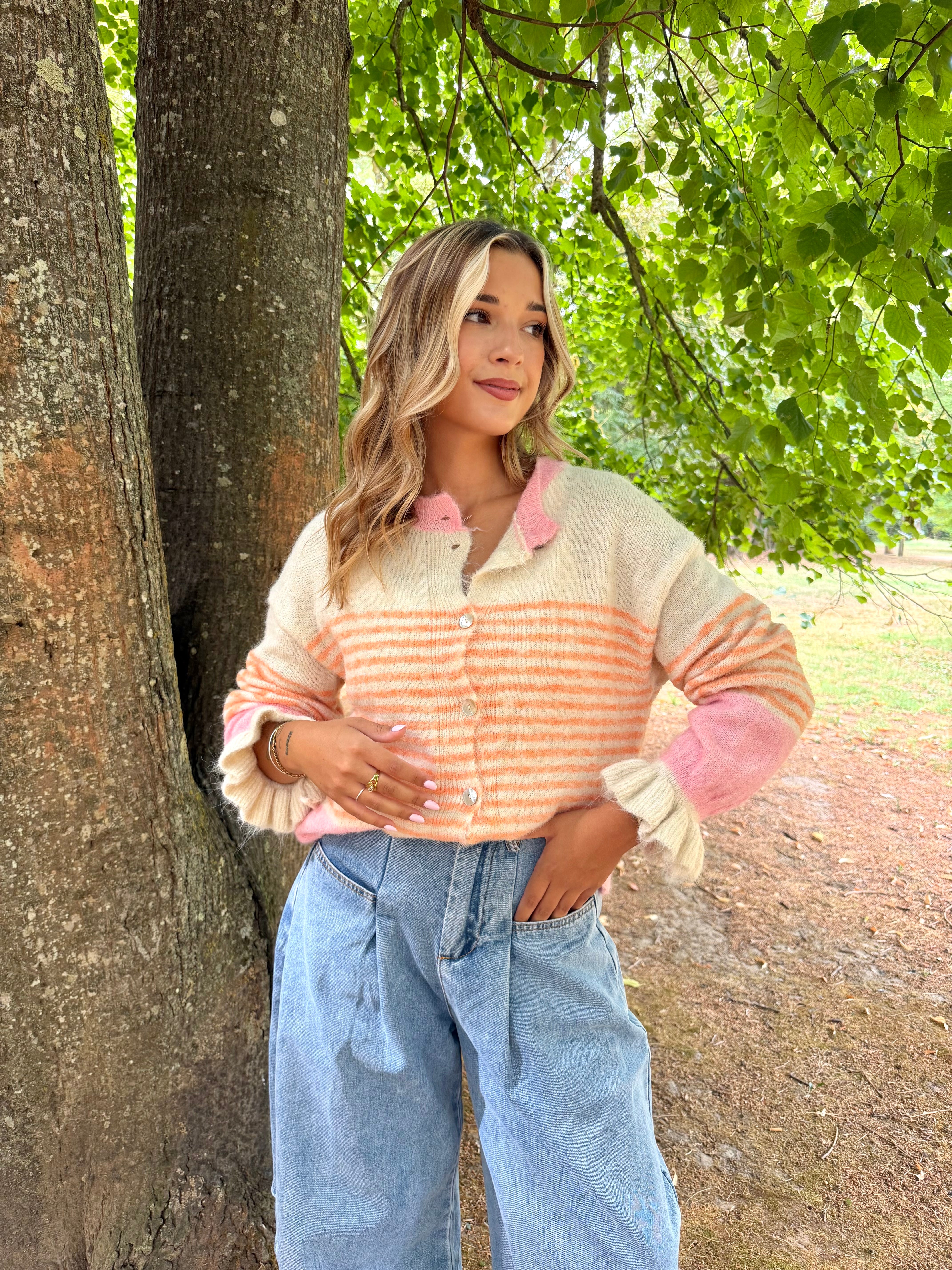Gilet Rayé orange