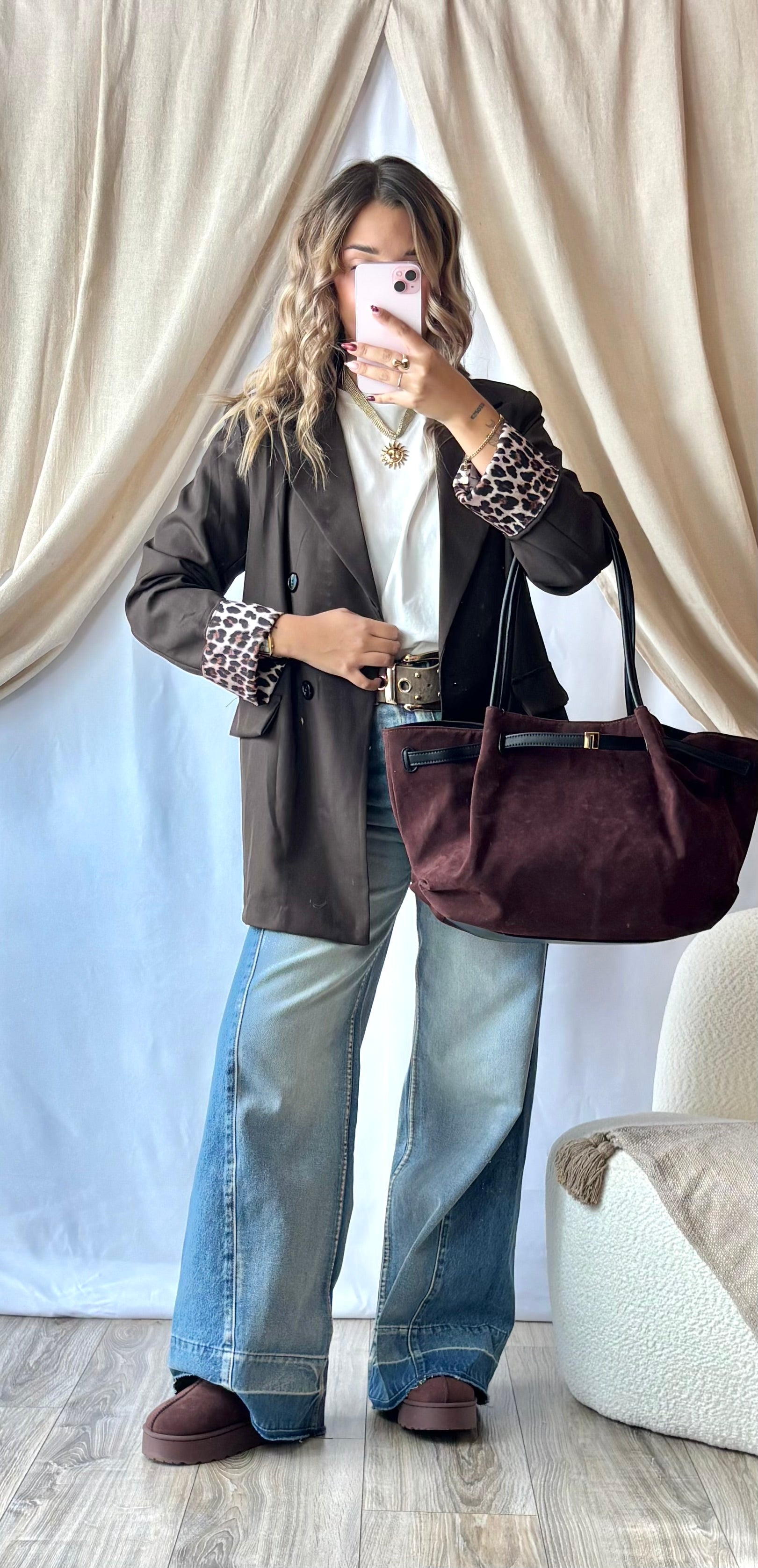Blazer Revers Léopard Chocolat