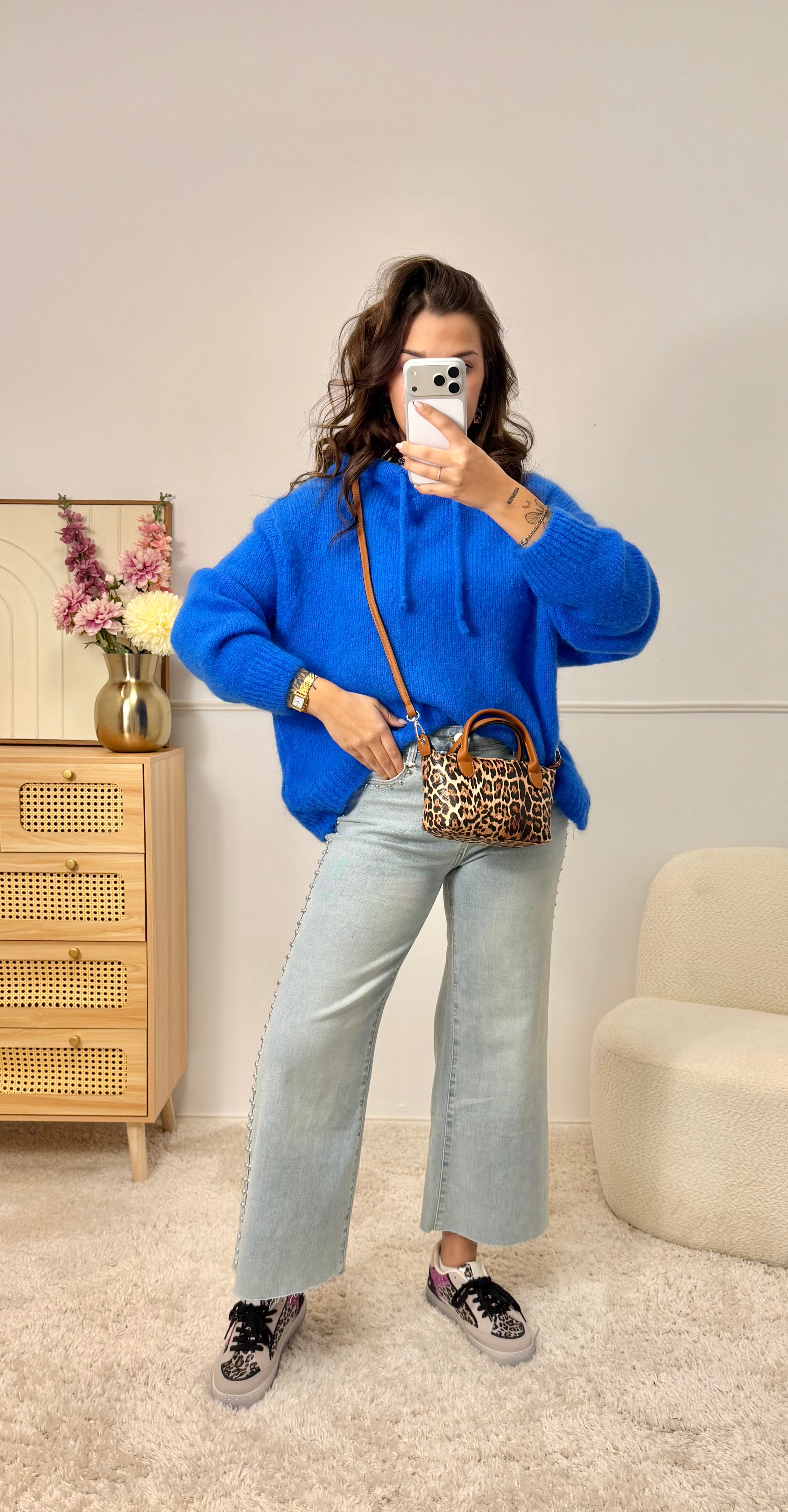 Pull à Capuche Fluffy Bleu Roi