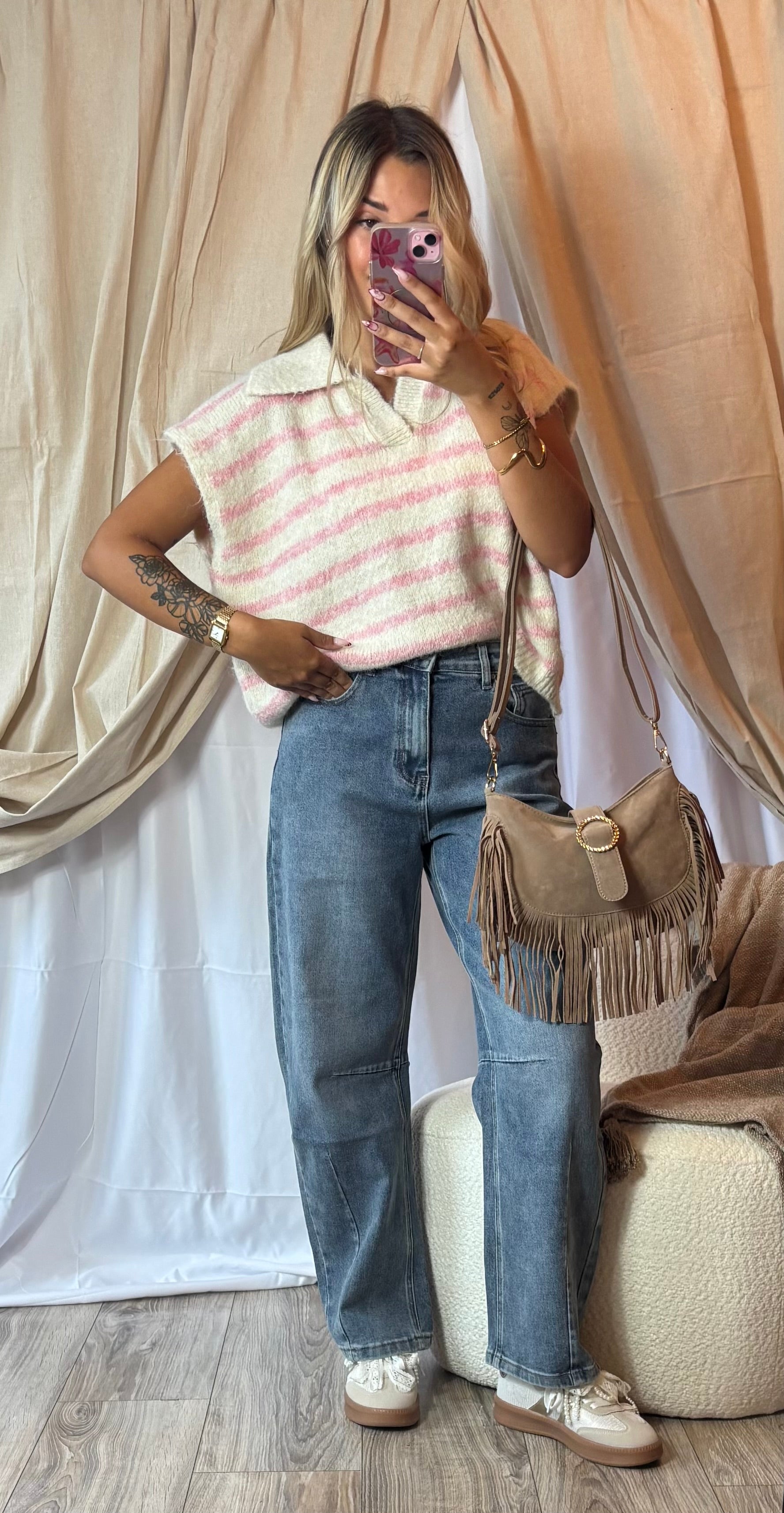 Pull sans Manches Rose