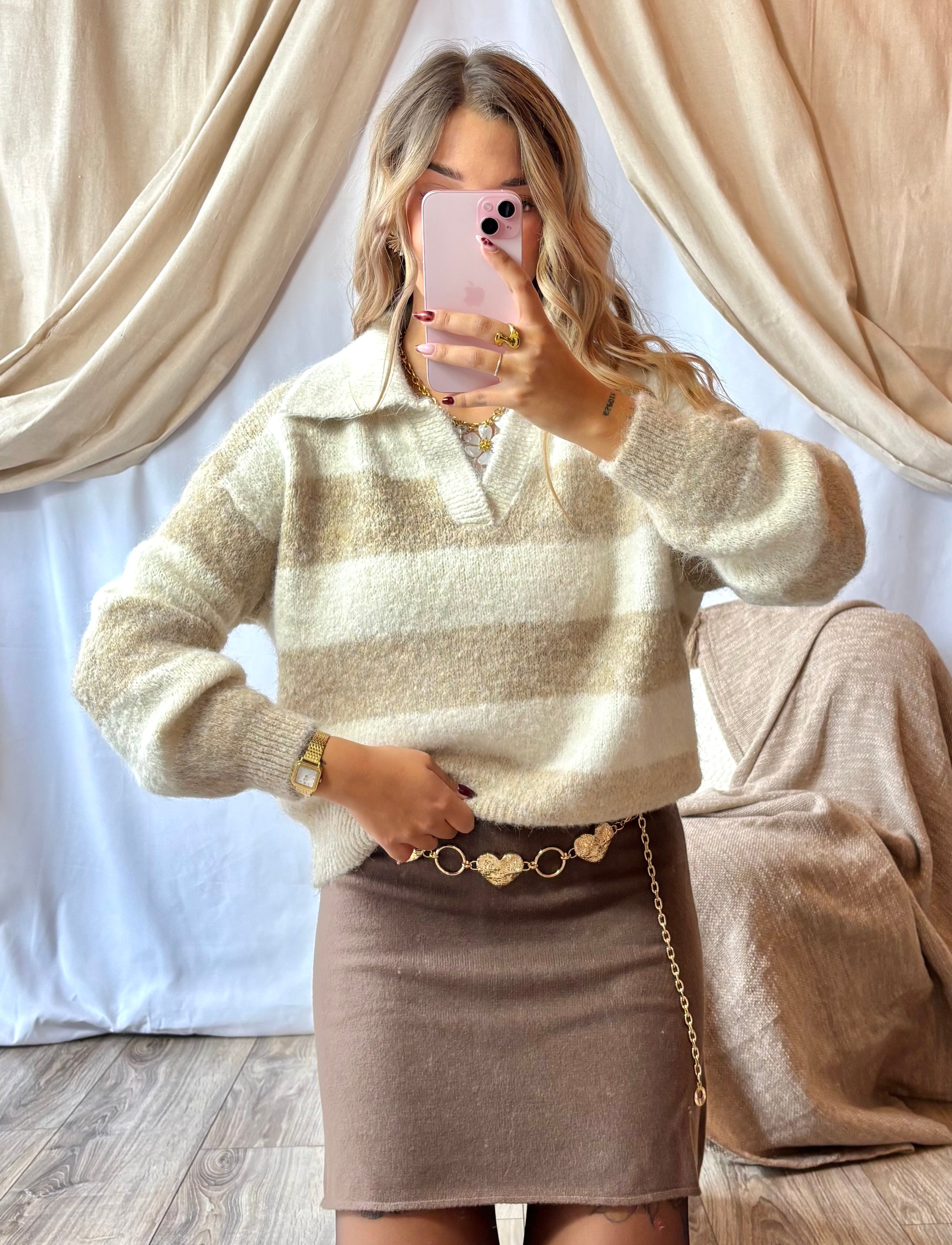 Pull Rayé Beige&Creme