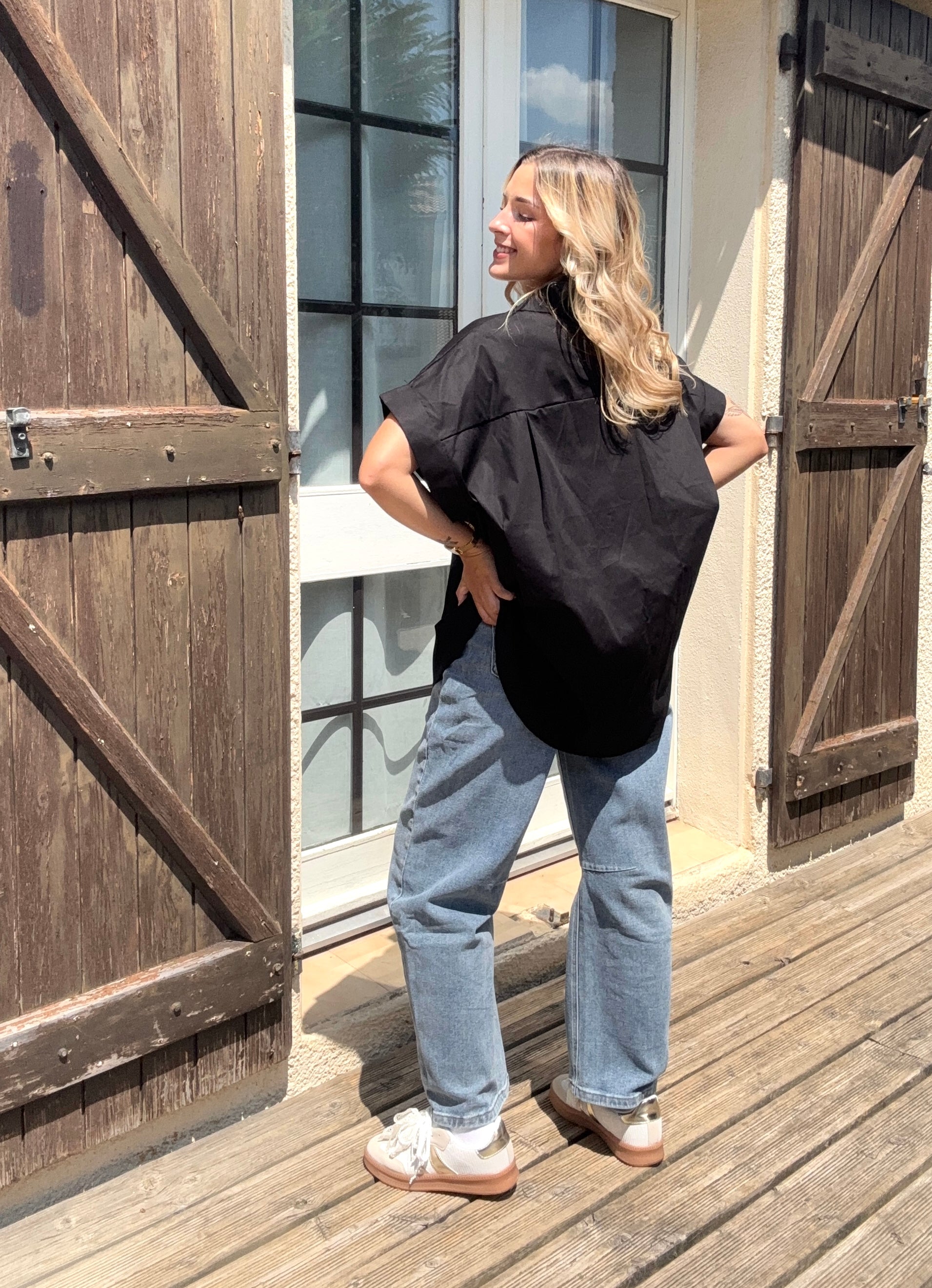Chemise avec Broches Noir