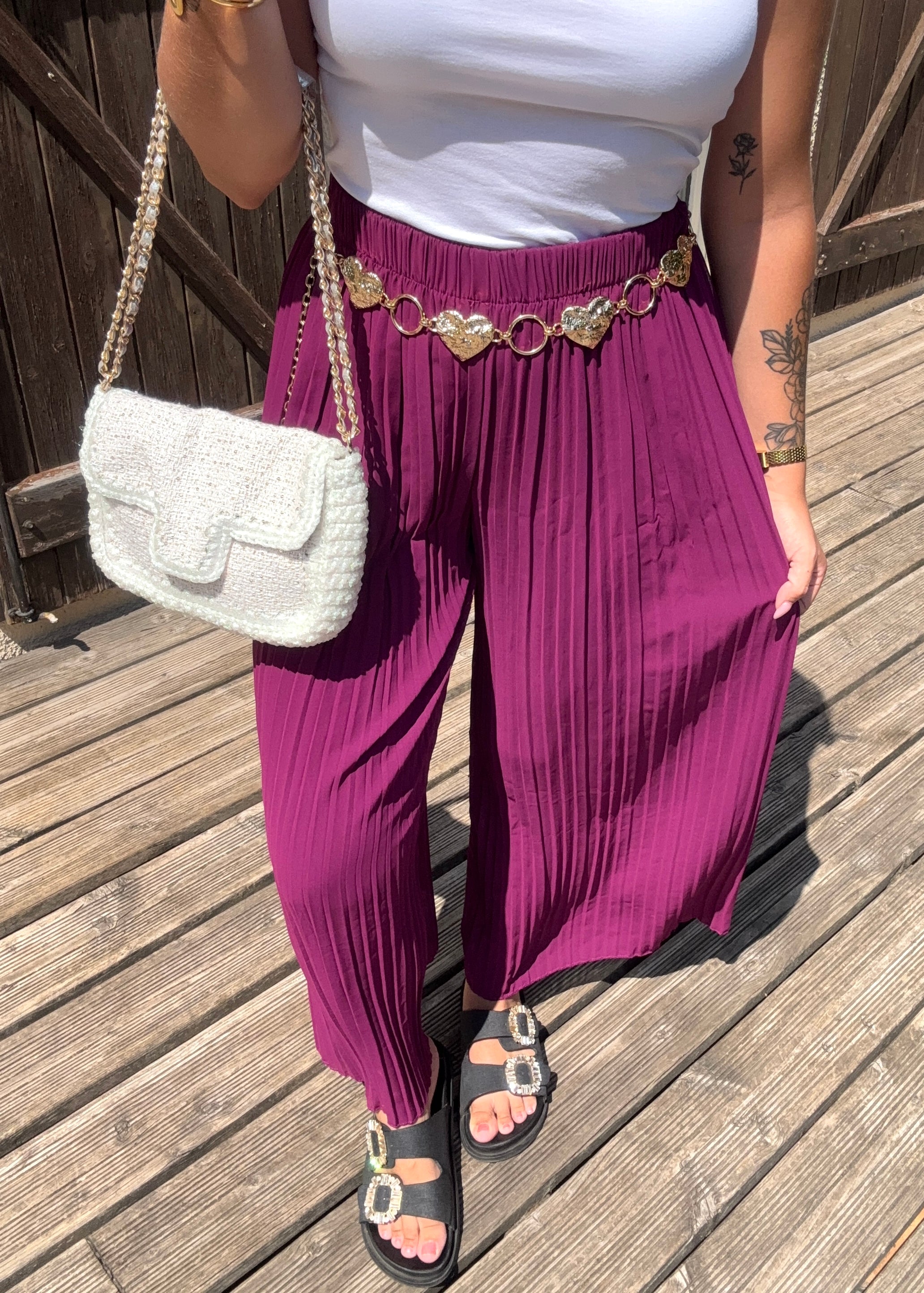 Pantalon Plissé Mauve