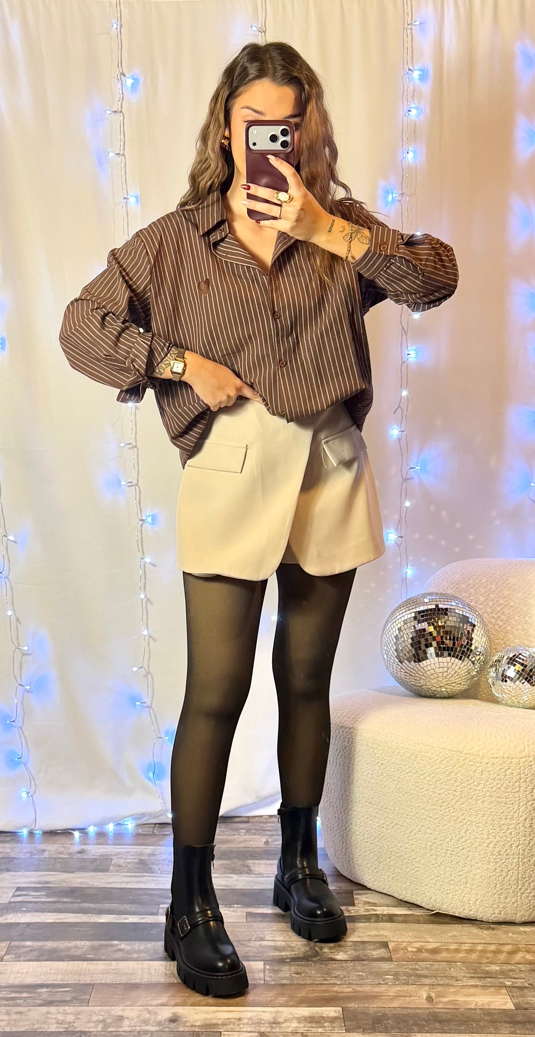 Chemise Cœur & Rayures Chocolat