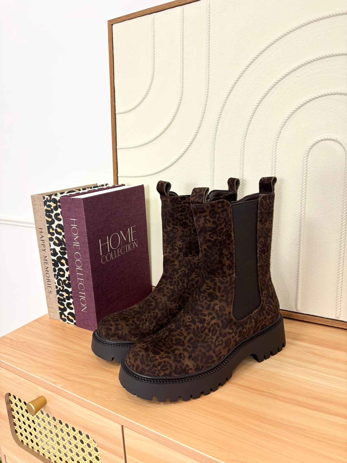 Bottines en suedine léopard