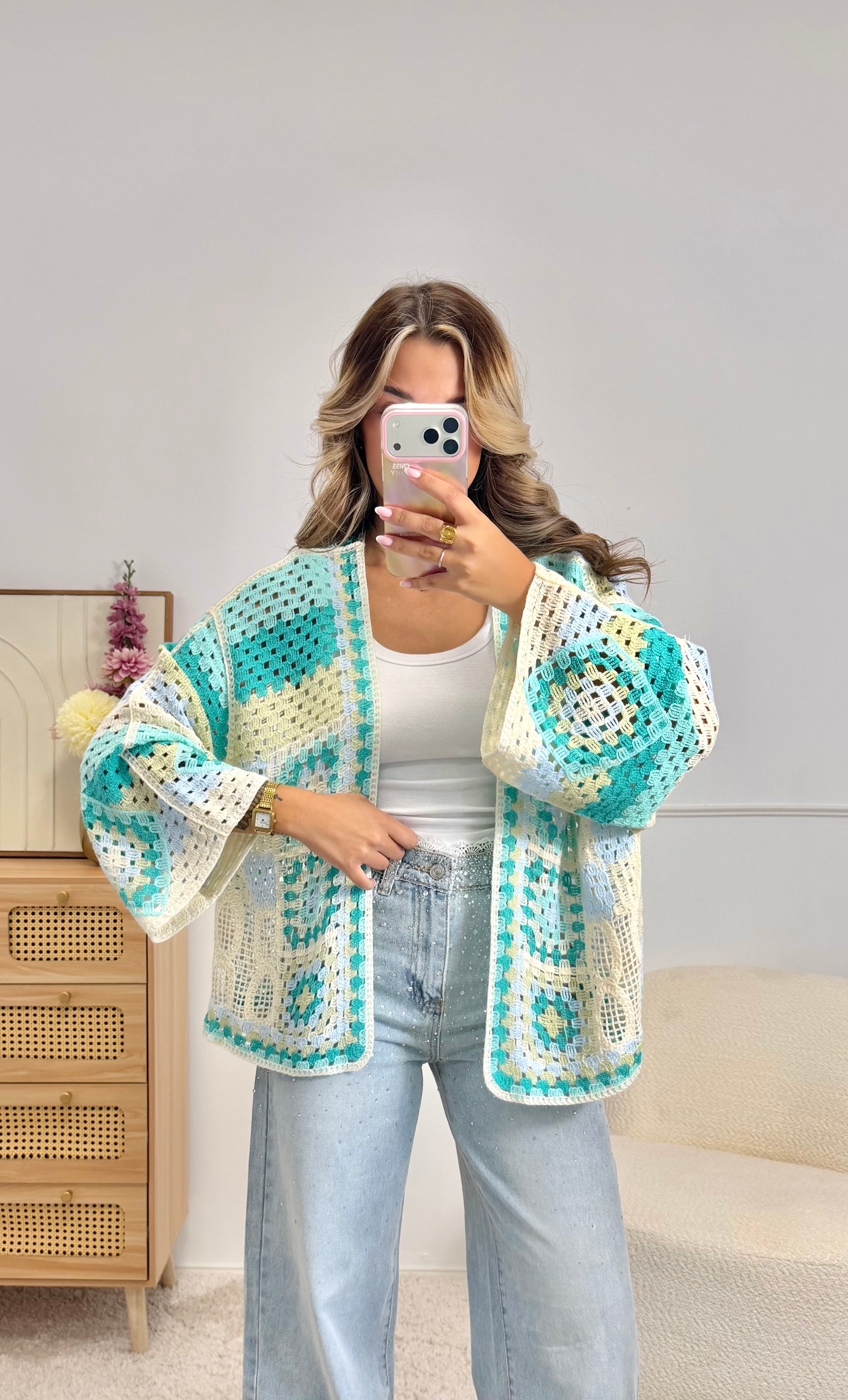 Gilet Crochet Turquoise