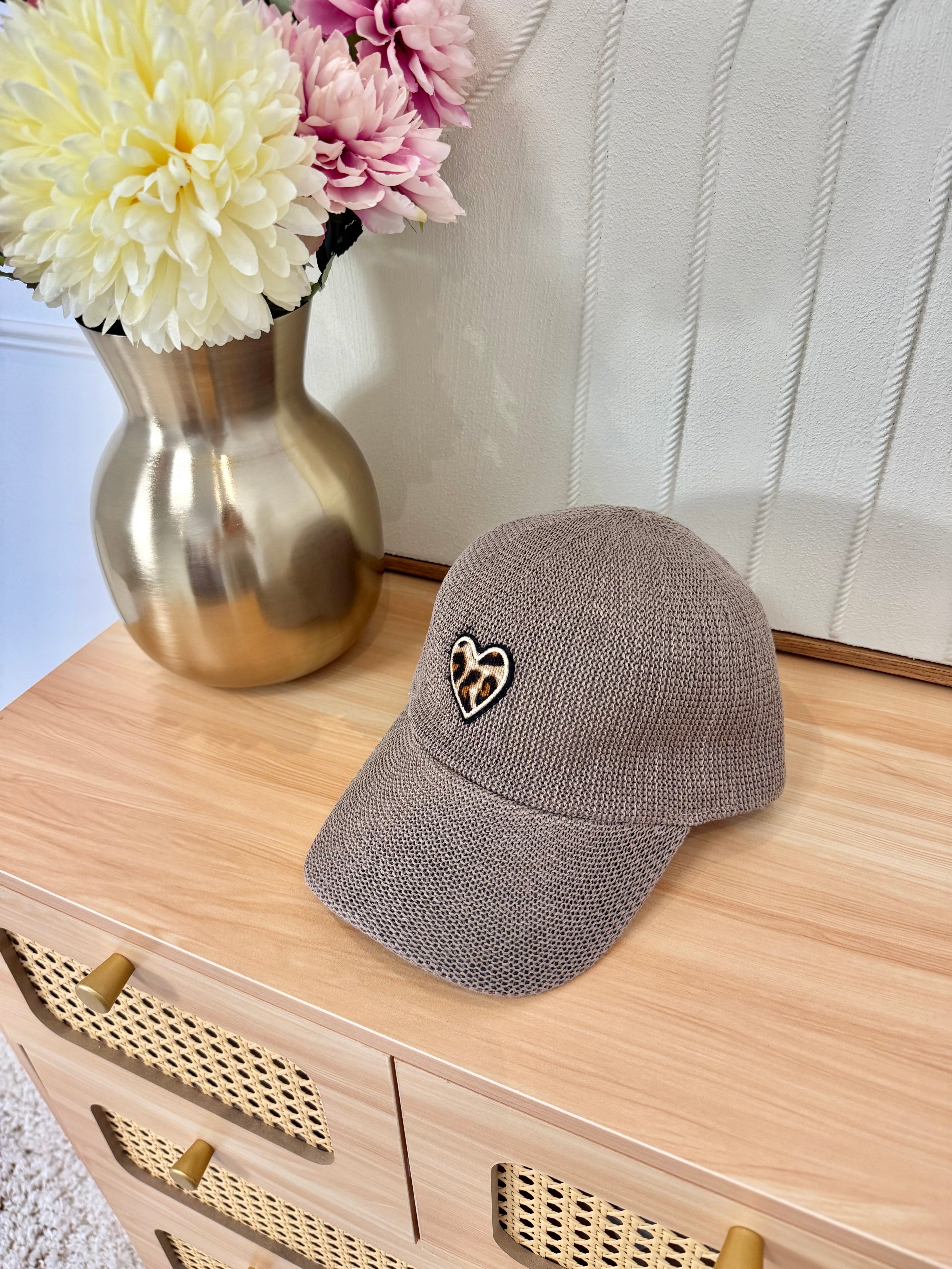 Casquette Cœur Léopard Maille
