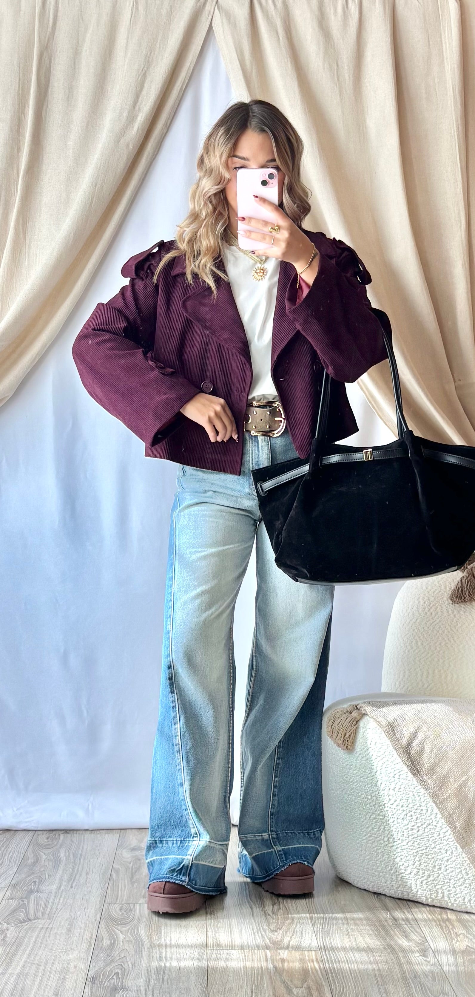 Veste Velours Côtelé Bordeaux