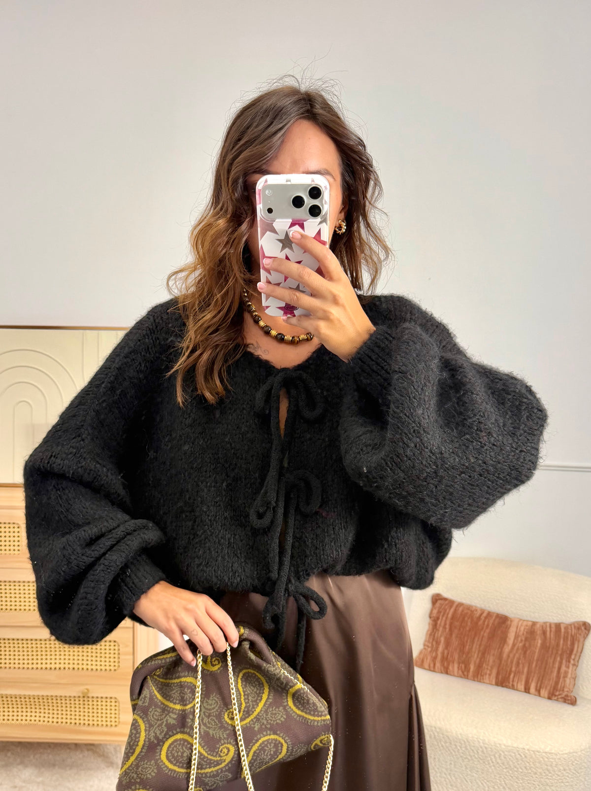 Gilet Noeud Doux Noir