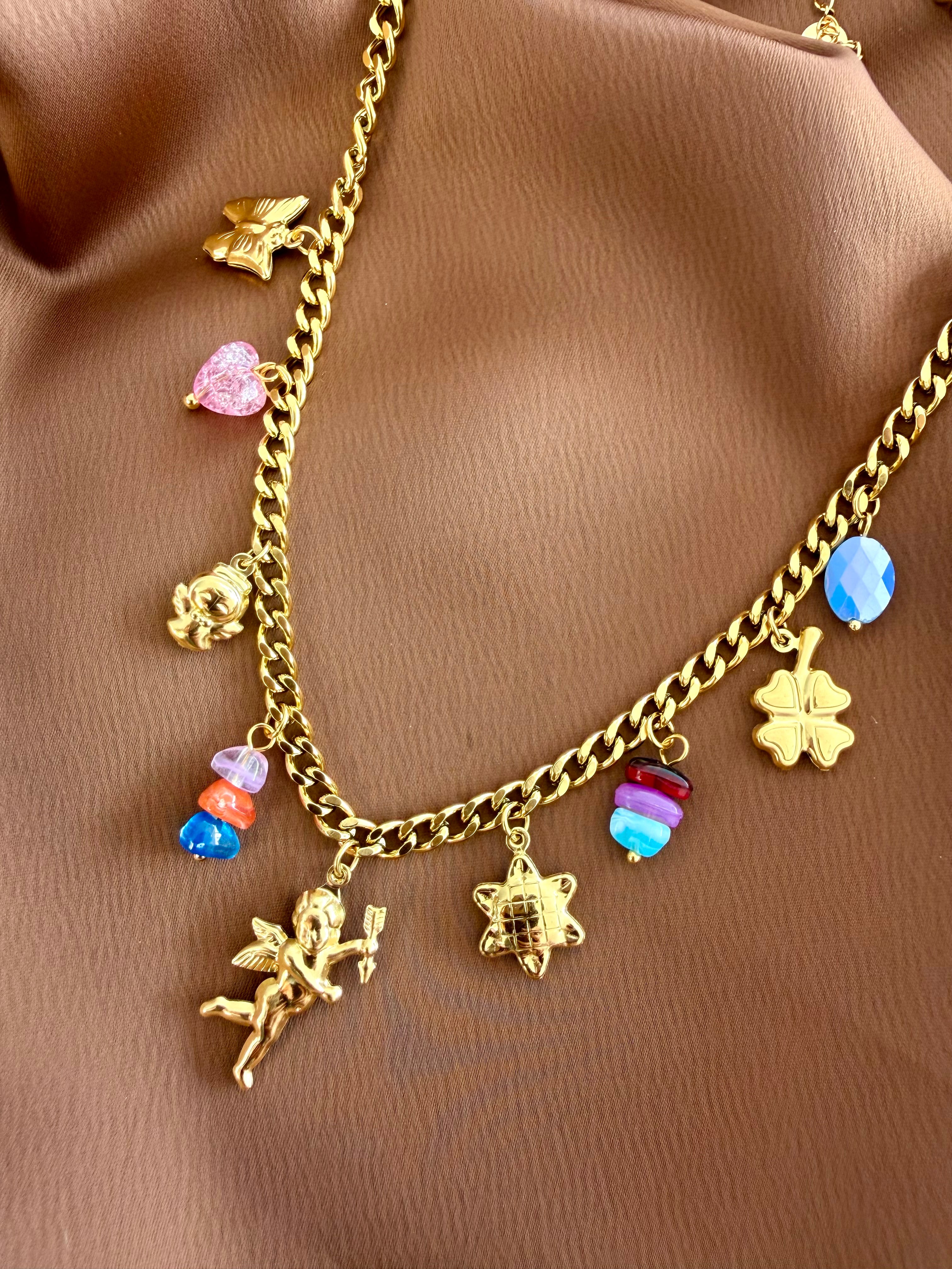 Collier Charms Ange & Étoiles