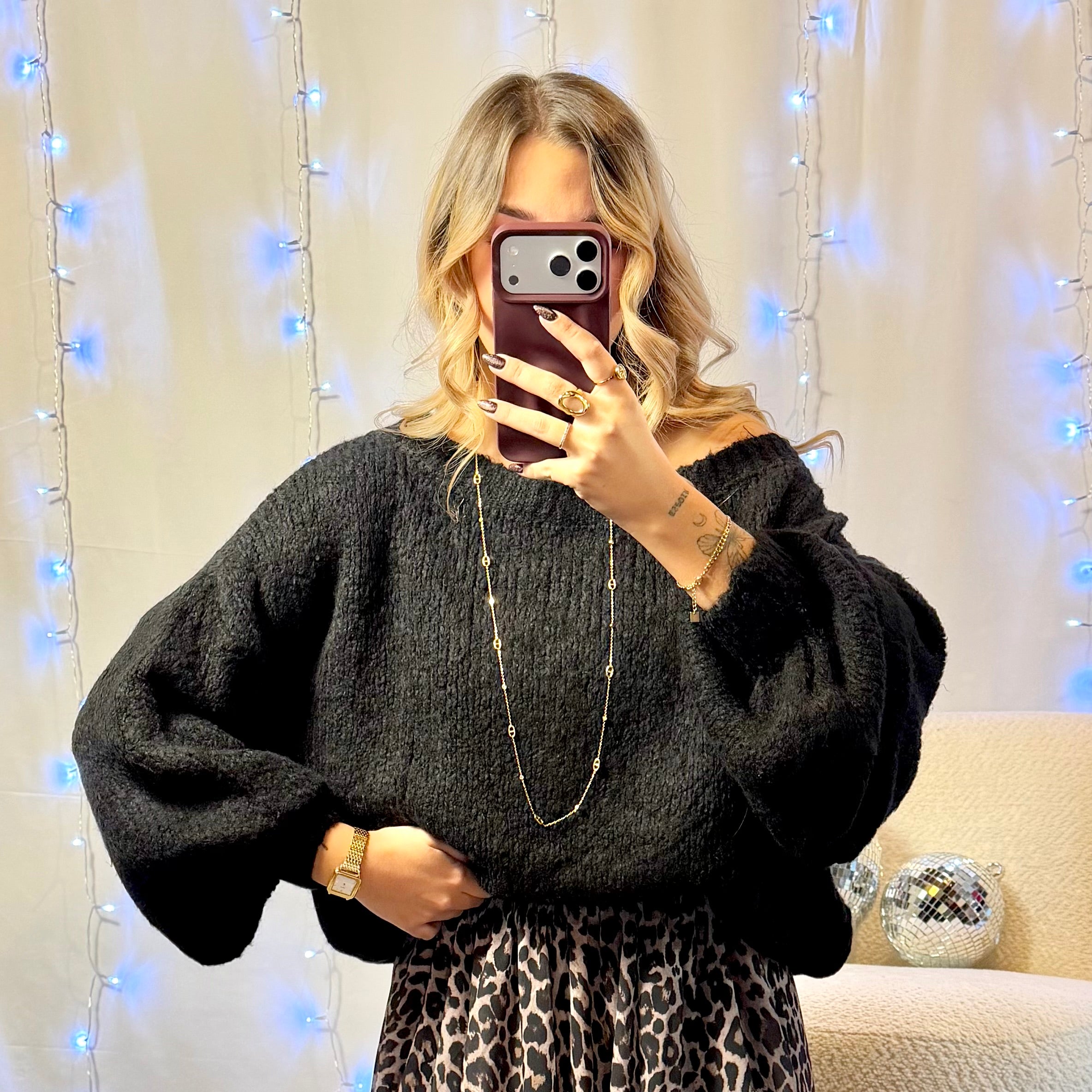 Pull Épaule Dénudée Noir