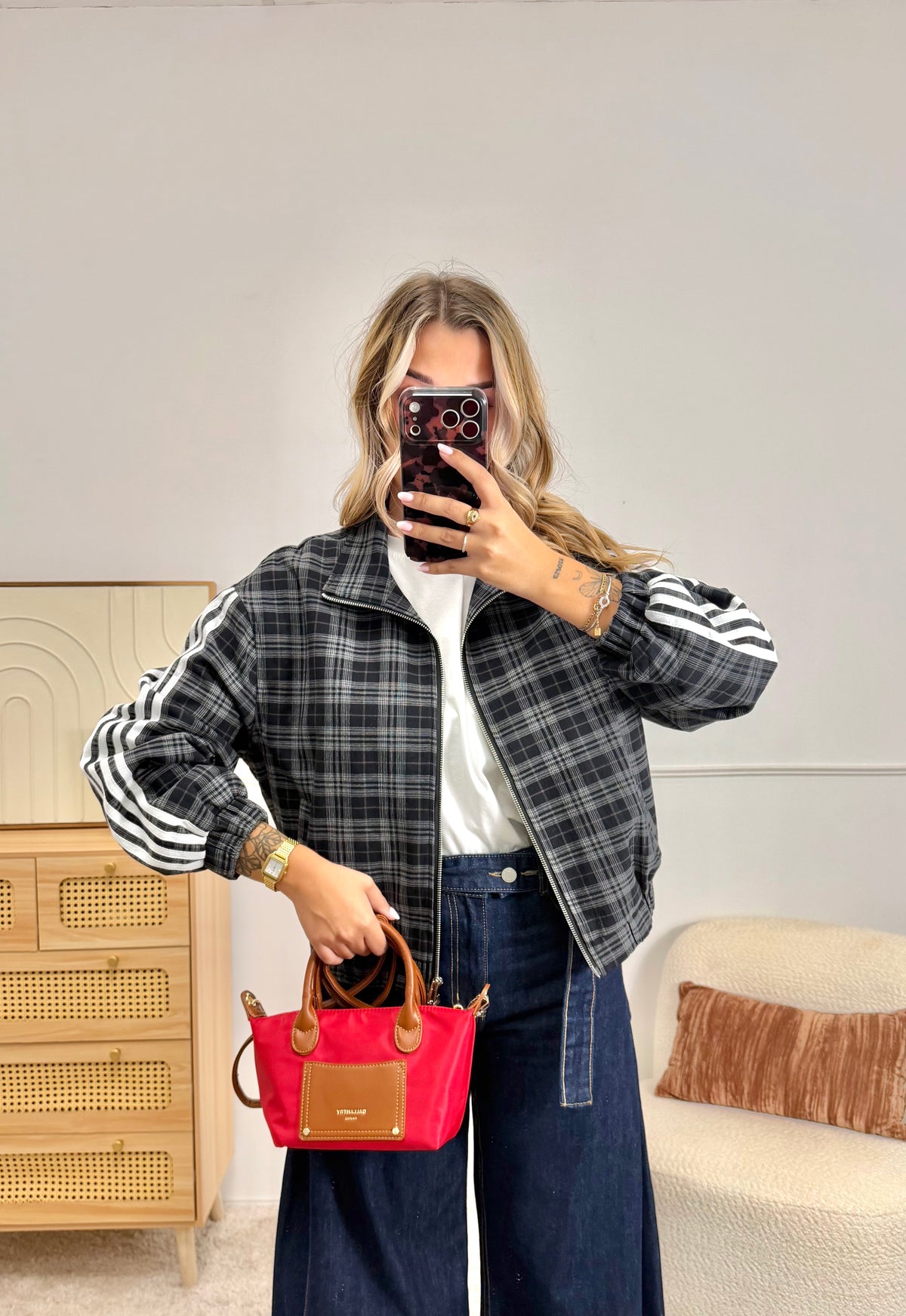 Veste à Carreaux Noir