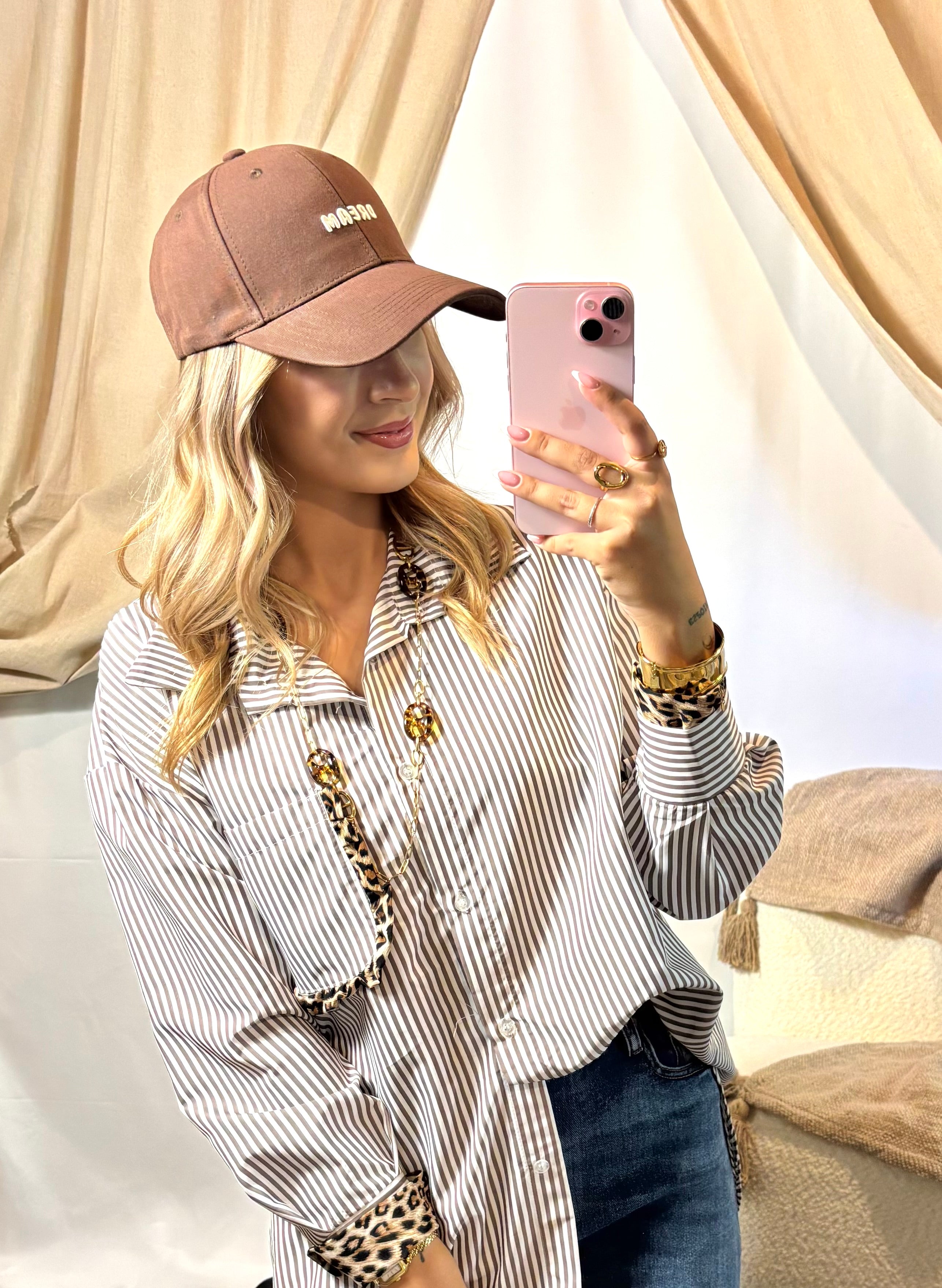 Chemise Rayures&Leopard Marron