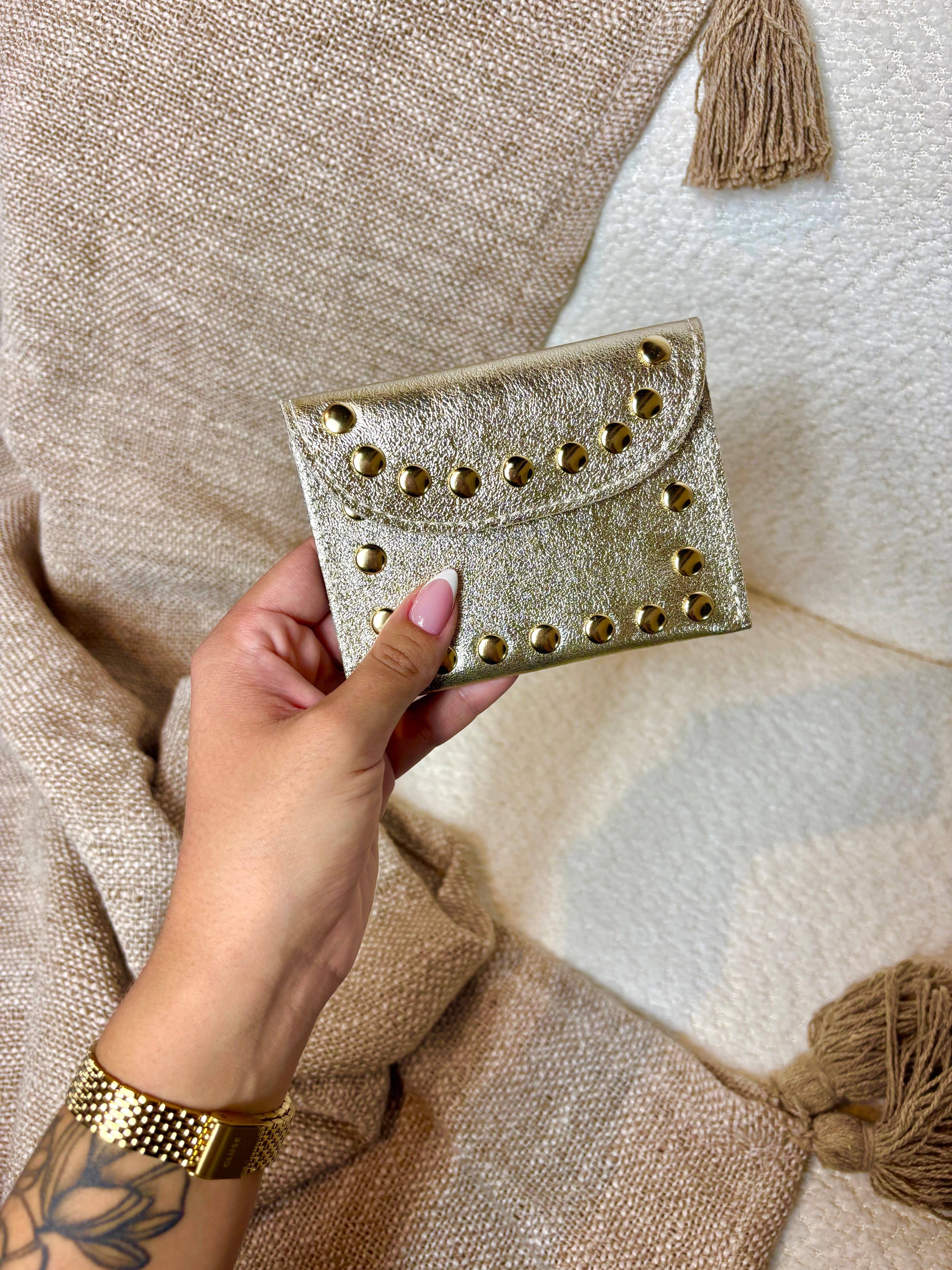 Porte Carte 100% Cuir Dorée