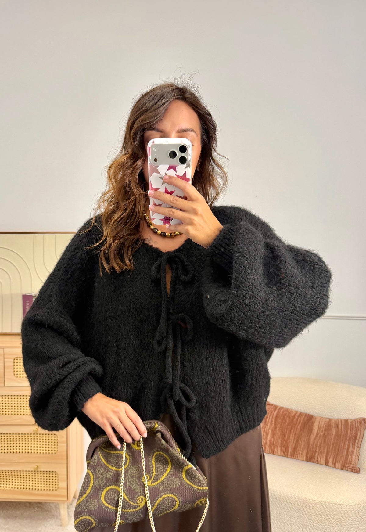 Gilet Noeud Doux Noir