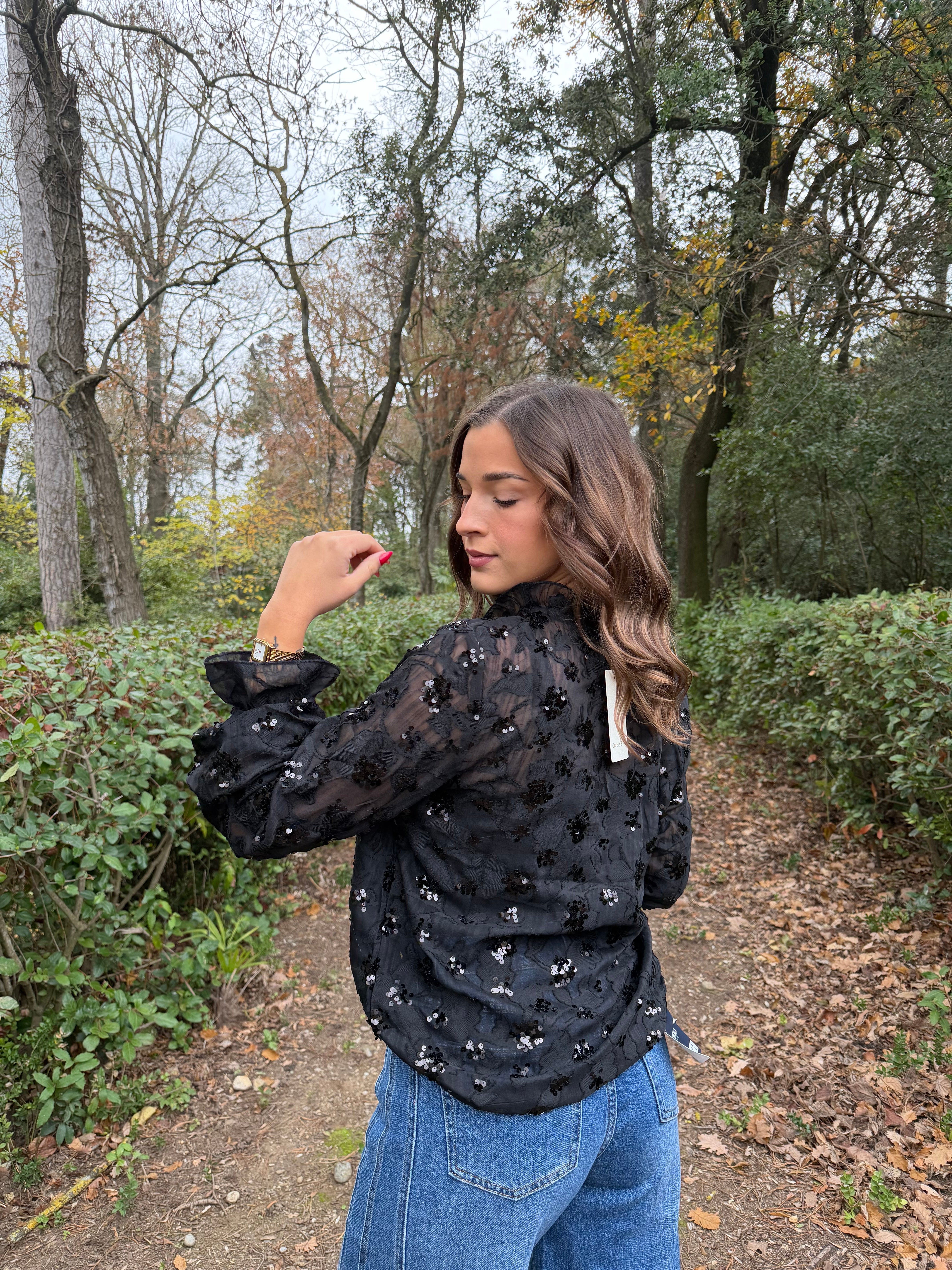 Blouse Sequins Noir